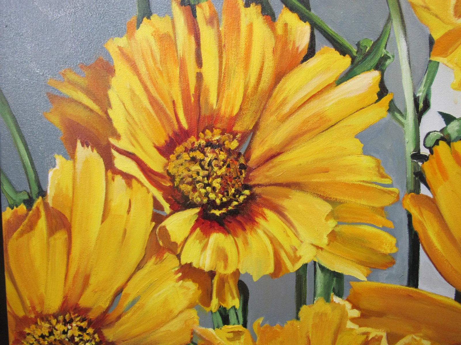 Late 20th Century Signed Slater Sunflower Oil Painting on Canvas - 4