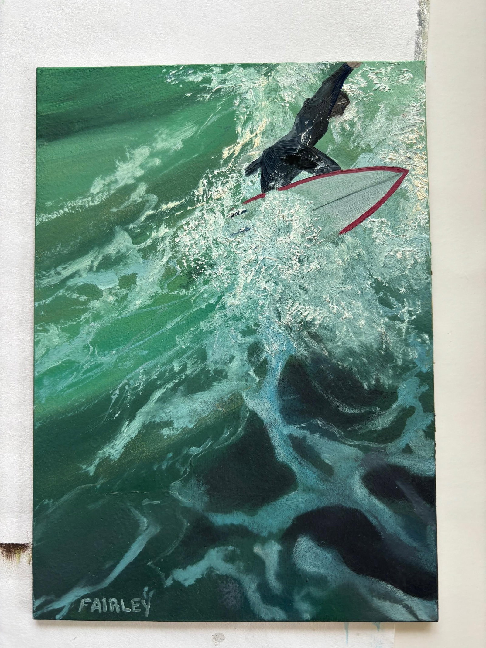 Miniature Surf Original Oil Painting on Panel by Jessica Fairley - 3