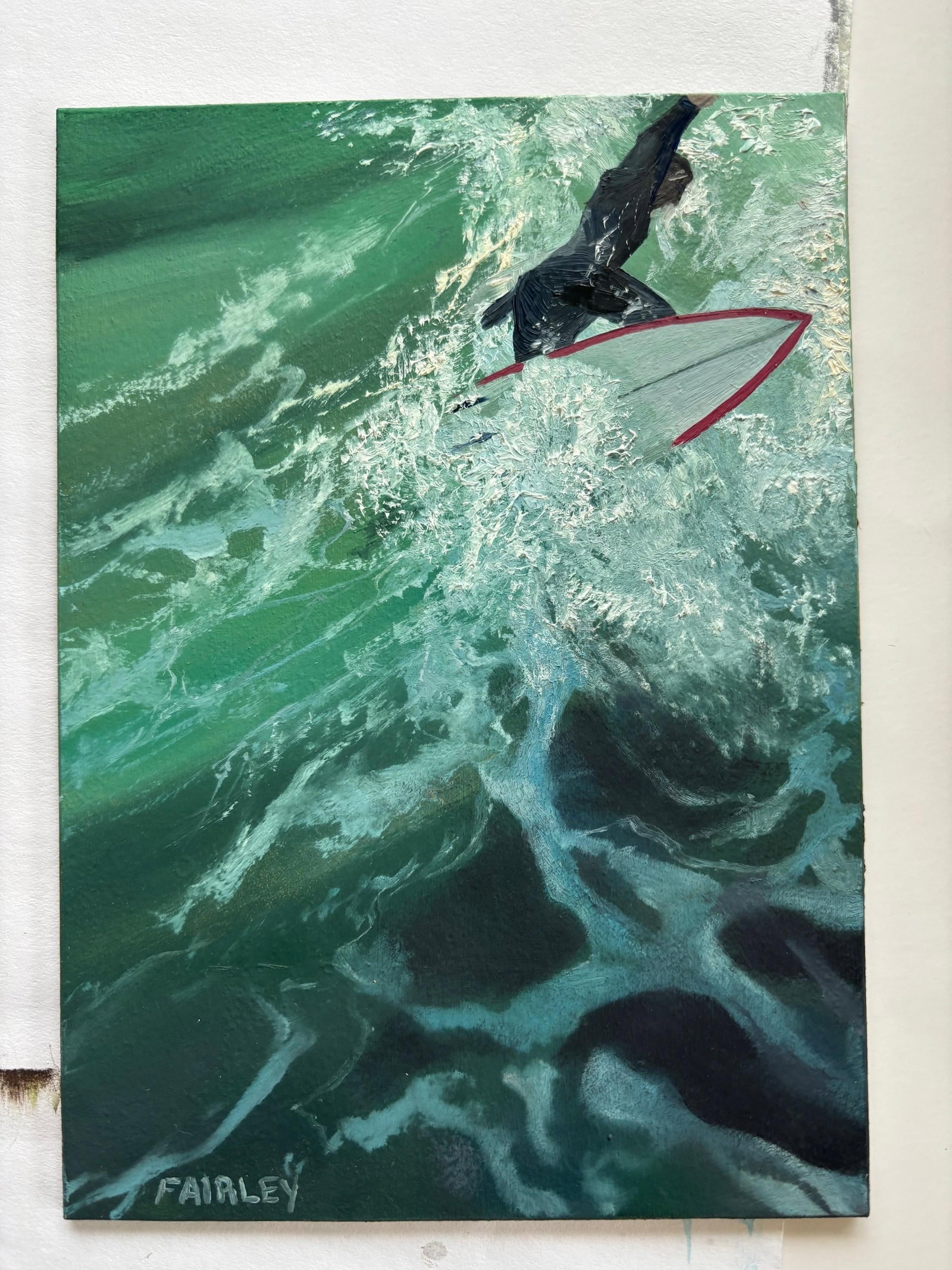 Miniature Surf Original Oil Painting on Panel by Jessica Fairley - 4