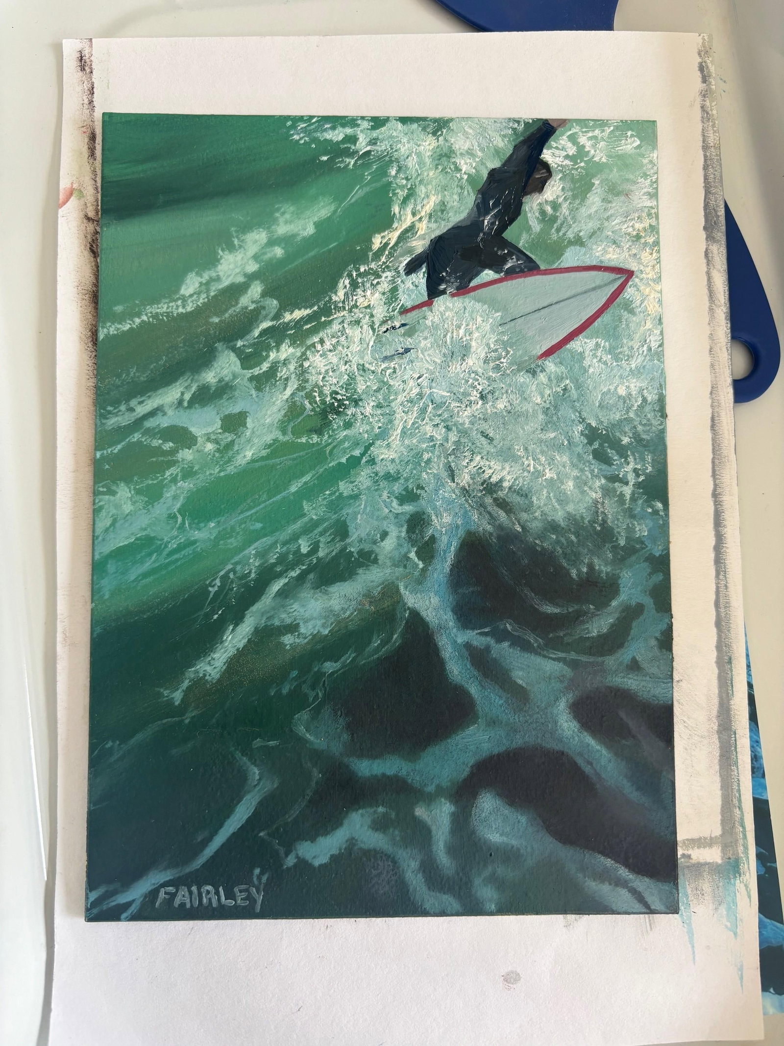 Miniature Surf Original Oil Painting on Panel by Jessica Fairley - 5