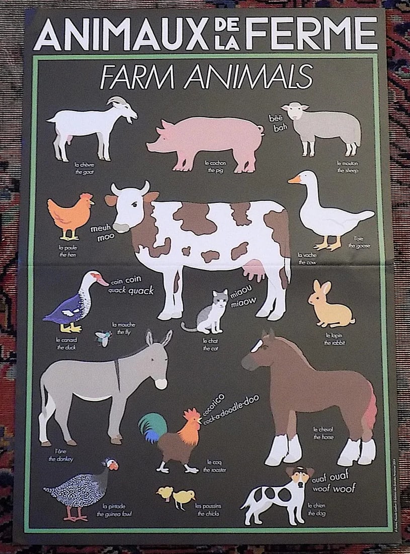 French Lithograph Poster - Farm Animals - 2