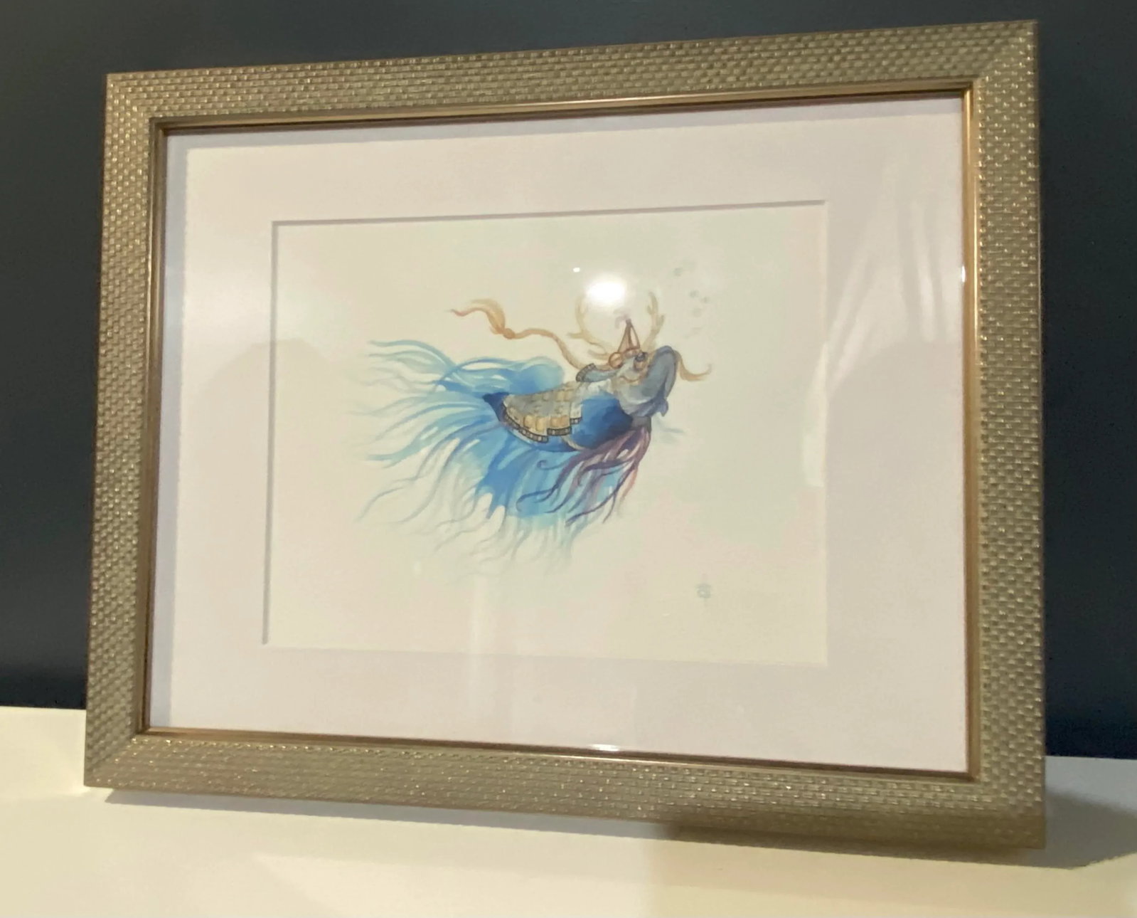 "Fantastical Watercolor Fish I" Contemporary Sea Life Study Print, Framed - 2