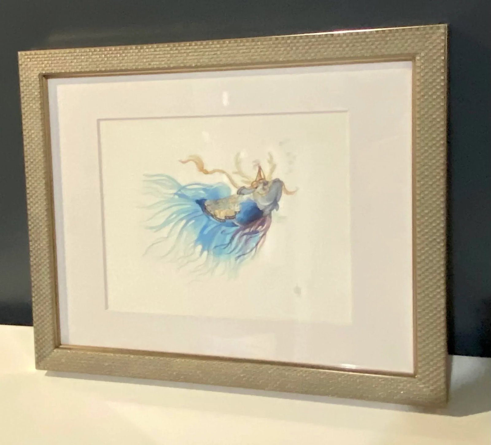"Fantastical Watercolor Fish I" Contemporary Sea Life Study Print, Framed - 3