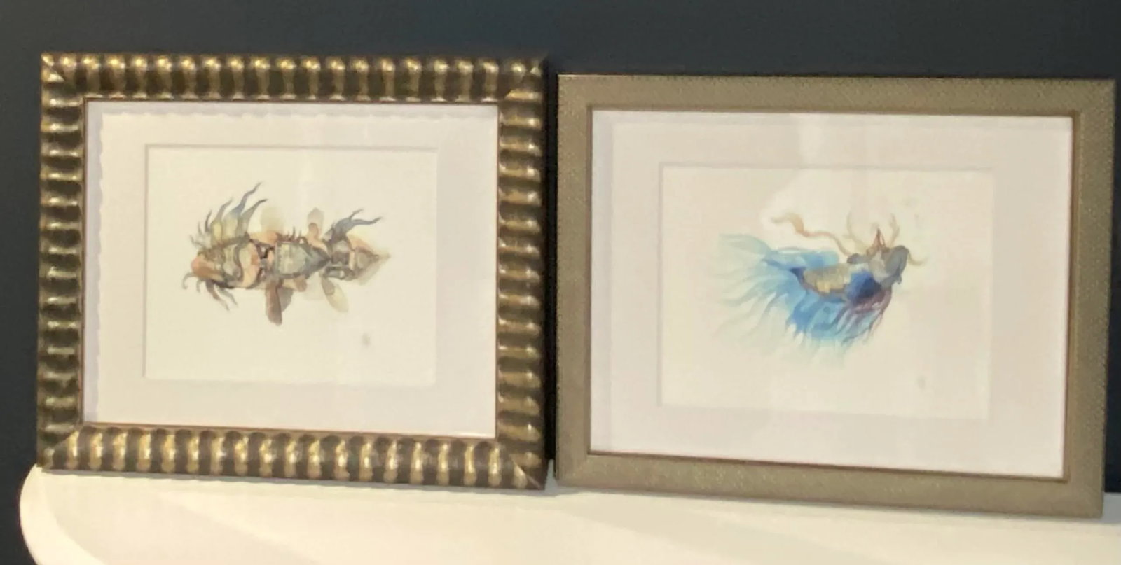 "Fantastical Watercolor Fish I" Contemporary Sea Life Study Print, Framed - 7