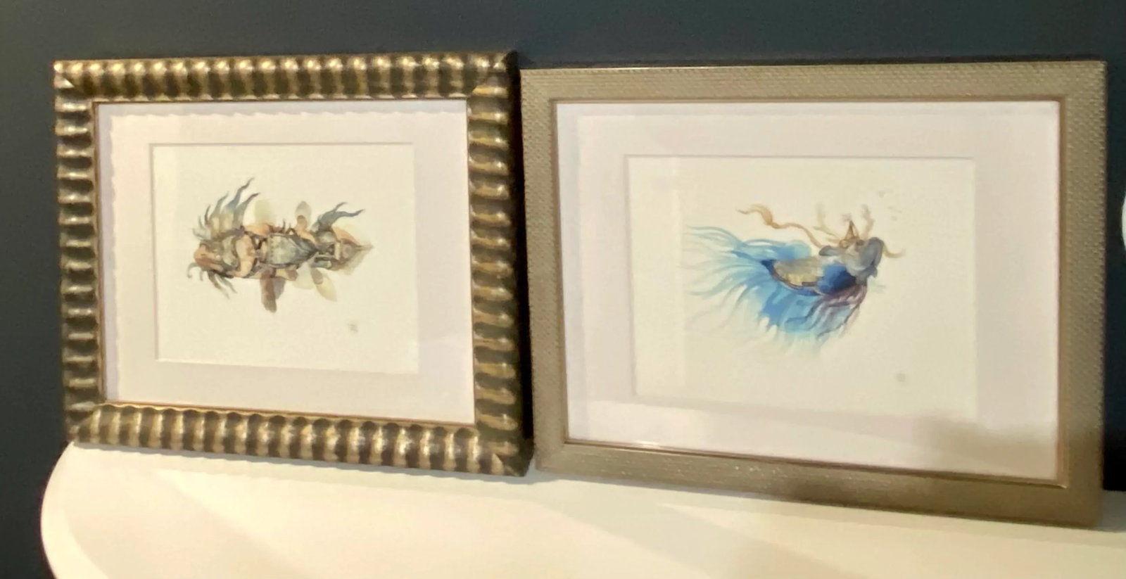 "Fantastical Watercolor Fish I" Contemporary Sea Life Study Print, Framed - 8