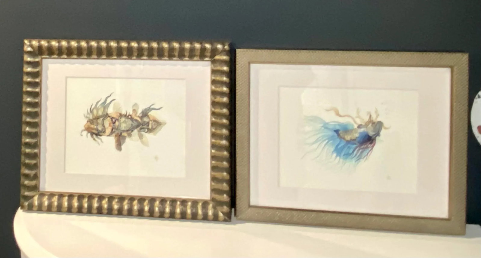"Fantastical Watercolor Fish I" Contemporary Sea Life Study Print, Framed - 9