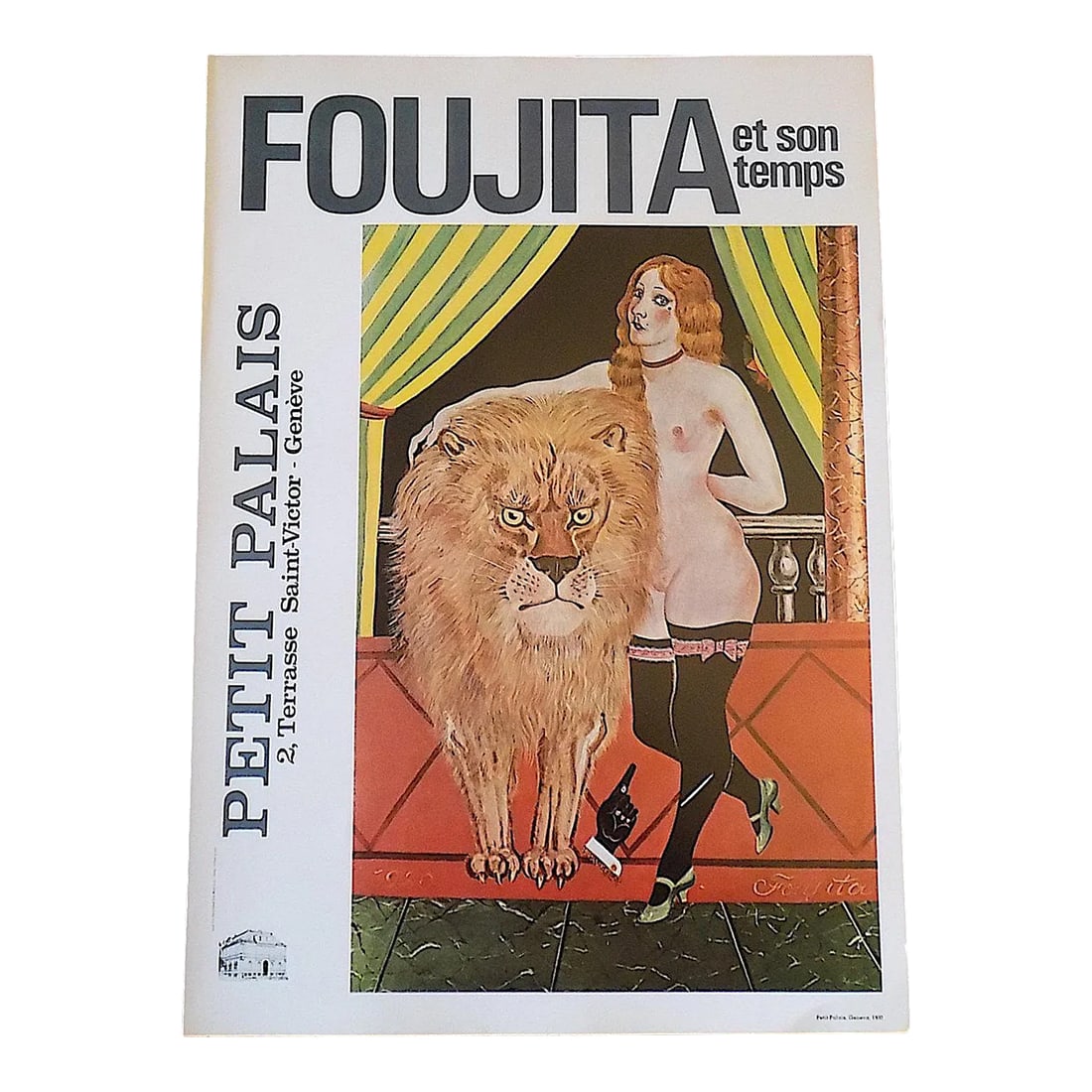Vintage Foujita 20th Century Poster Lithograph - "Petit Palais, Geneve": This poster is part of a collection of lithographs depicting various mid 20th century posters by famous artists (mostly 20th C. artists). Printed in the U.S. in 1978, these colorful prints are on