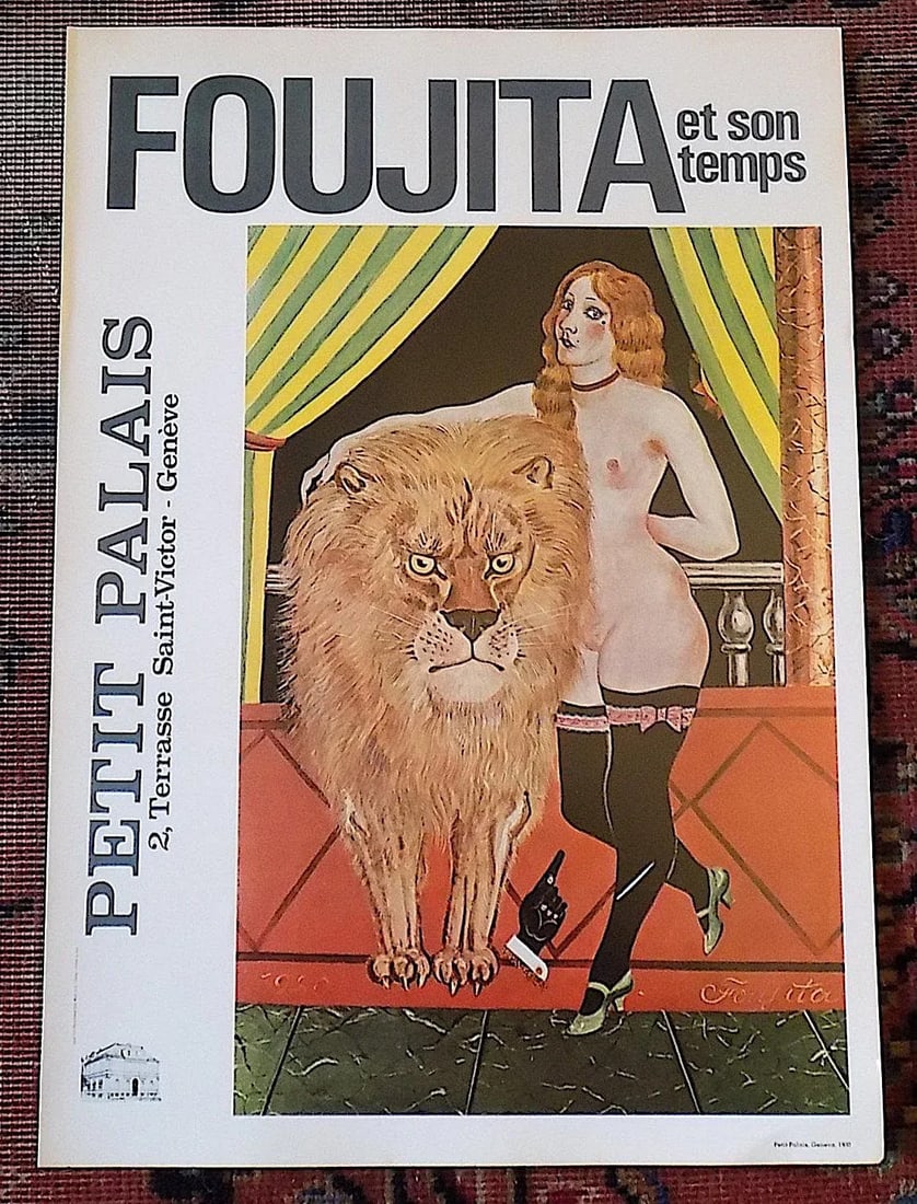 Vintage Foujita 20th Century Poster Lithograph - "Petit Palais, Geneve" - 2