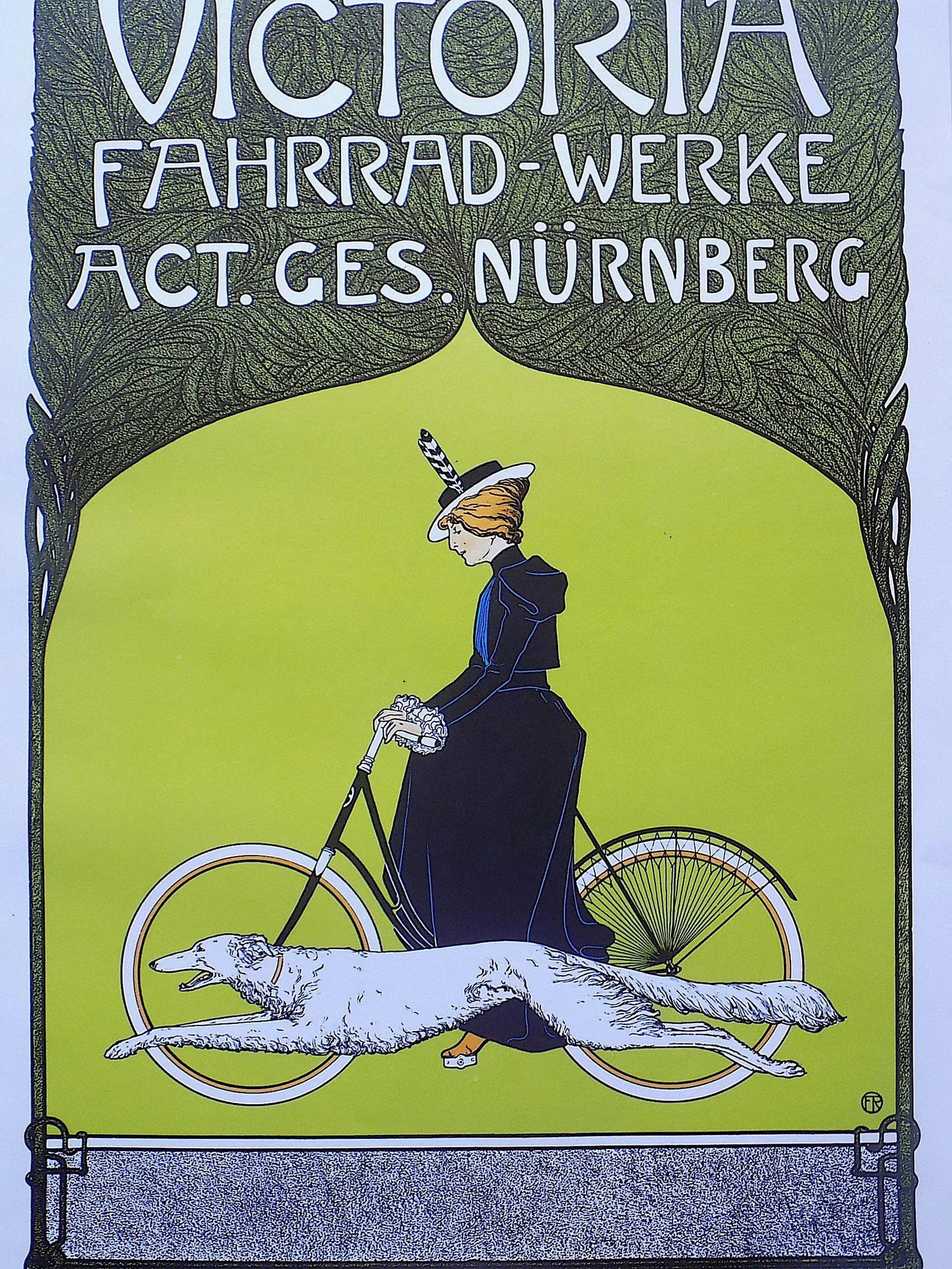 Vintage Poster Lithograph - Fritz Rehm - Victoria Bicycle Works - 13.25" X 19.5" - 2