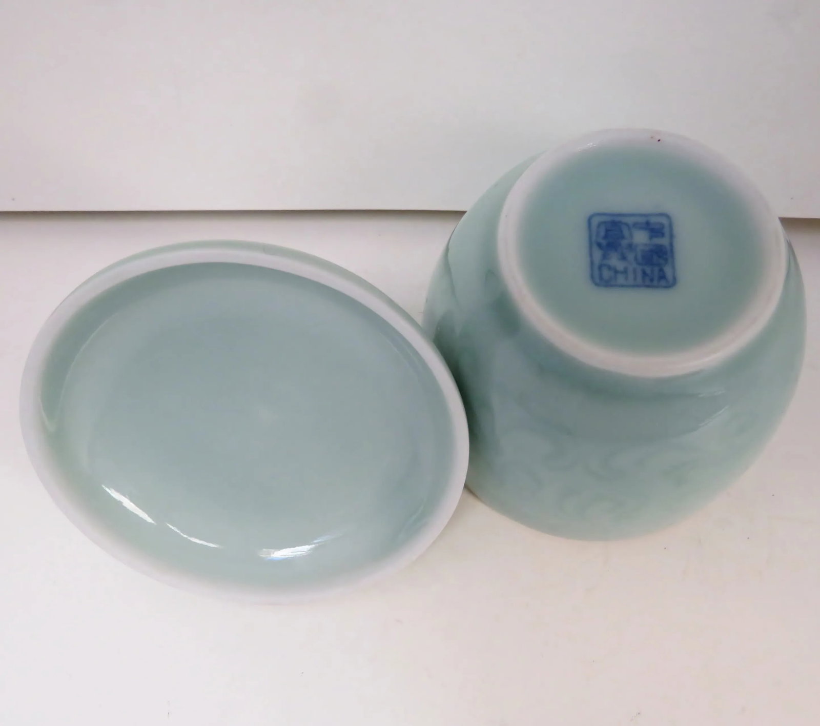 Vintage Small Celadon Lidded Container - 4