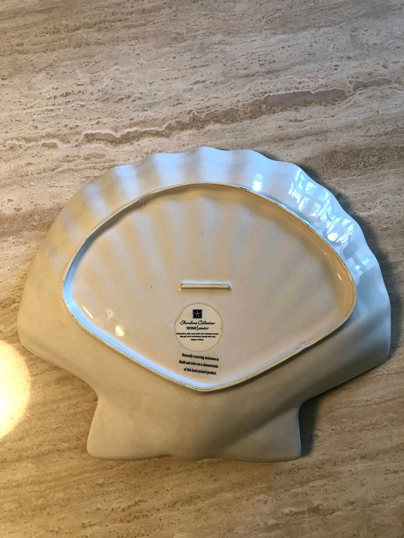 Contemporary Ceramic Seashell Chip & Dip Bowl Set- 2 Pieces - 10