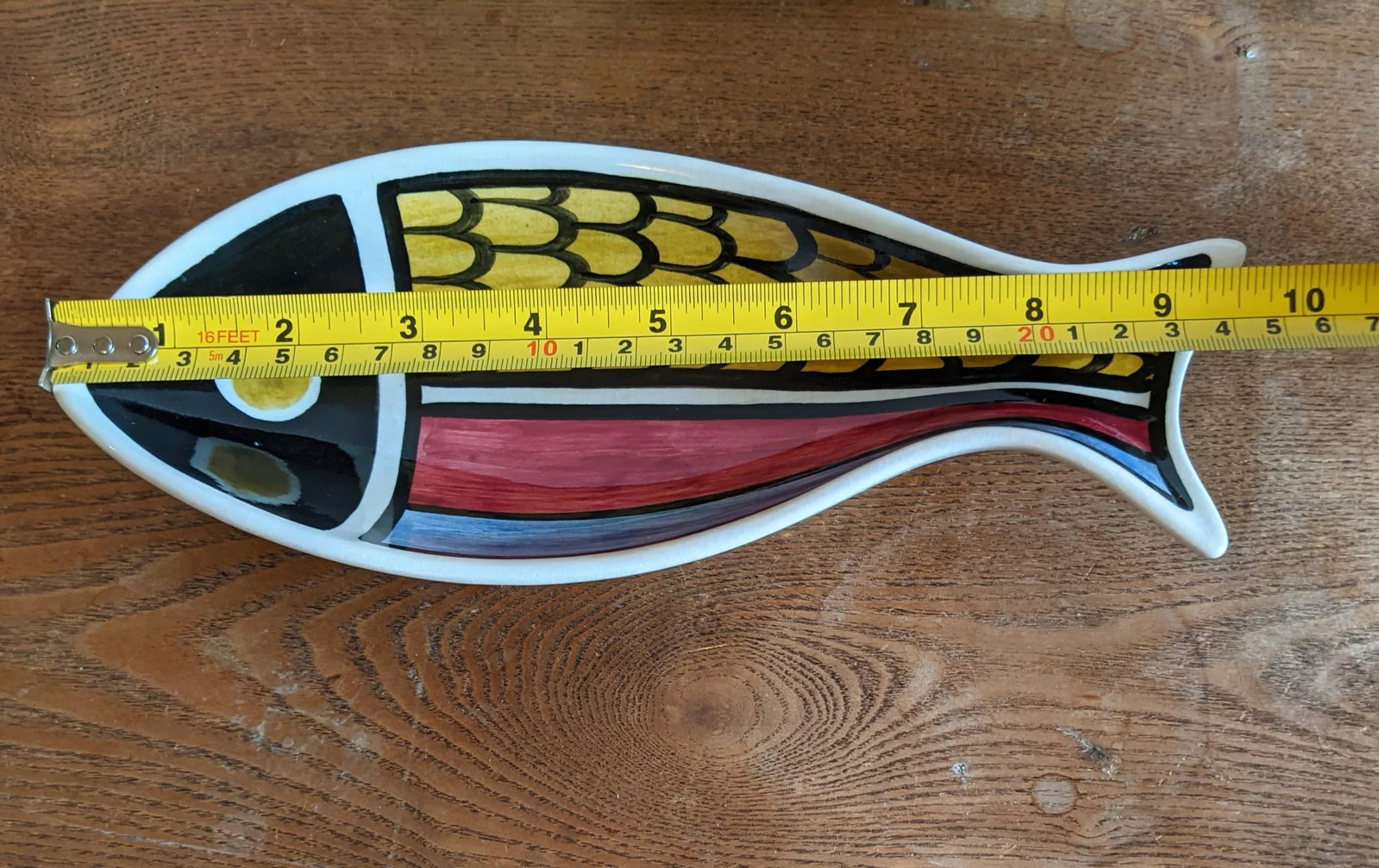 Vintage Color Blocked Swiss Ceramic Fish Snack Plates or Wall Art - Set of 7, Made in Switzerland - 10