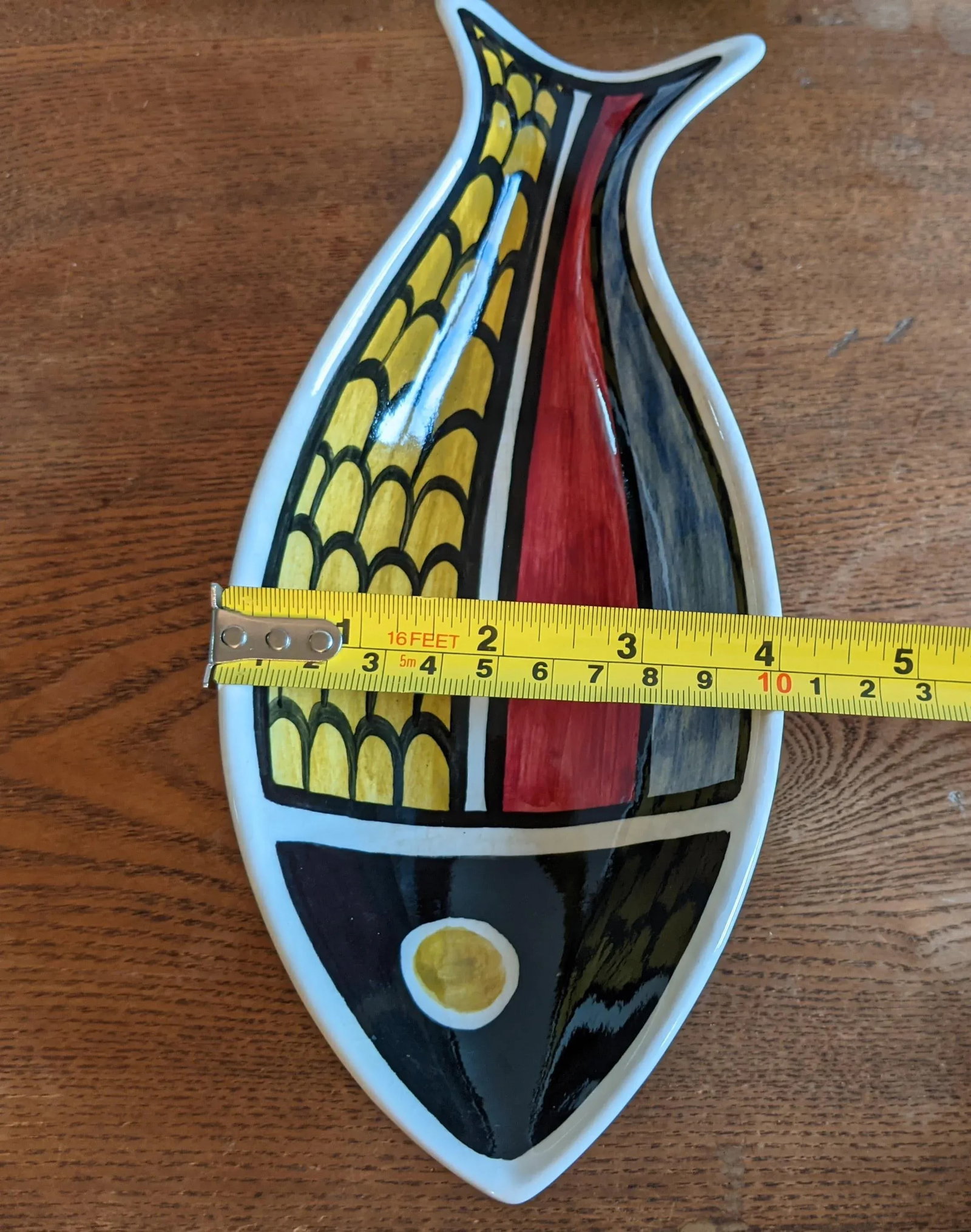 Vintage Color Blocked Swiss Ceramic Fish Snack Plates or Wall Art - Set of 7, Made in Switzerland - 9