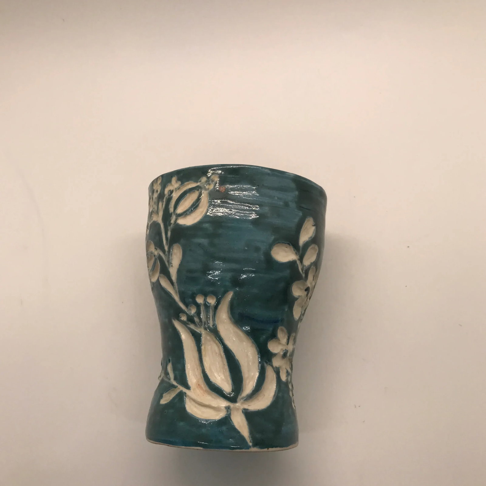 Vintage Blue Handmade Pottery Vase - 2