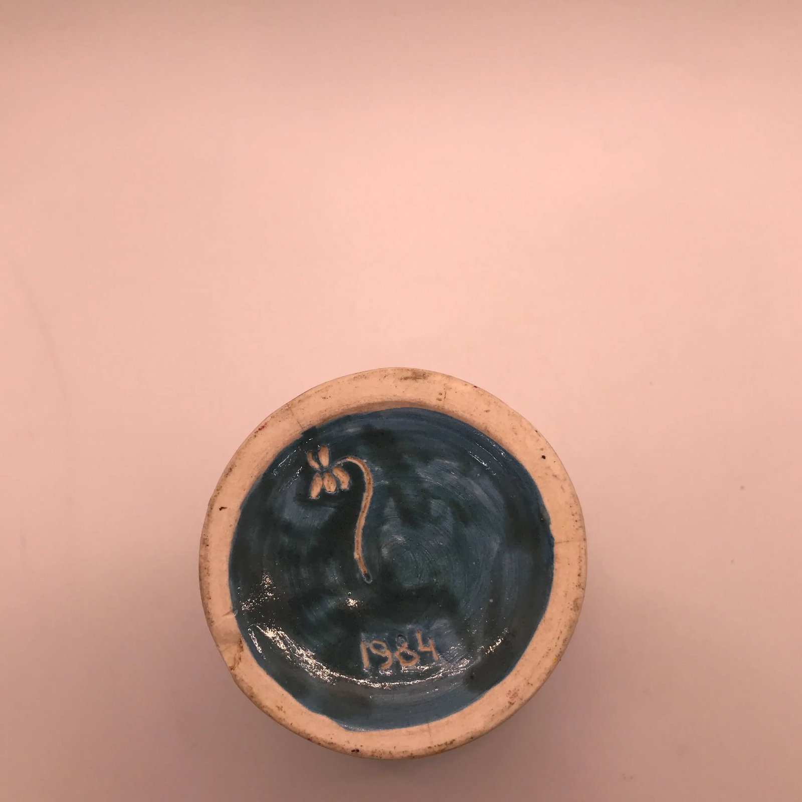 Vintage Blue Handmade Pottery Vase - 3