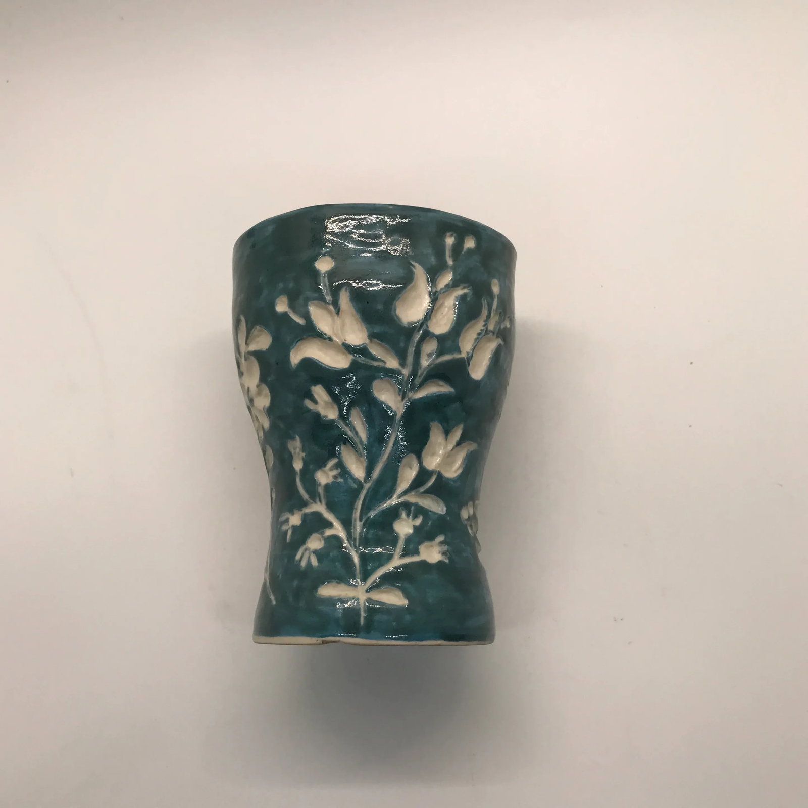Vintage Blue Handmade Pottery Vase - 4