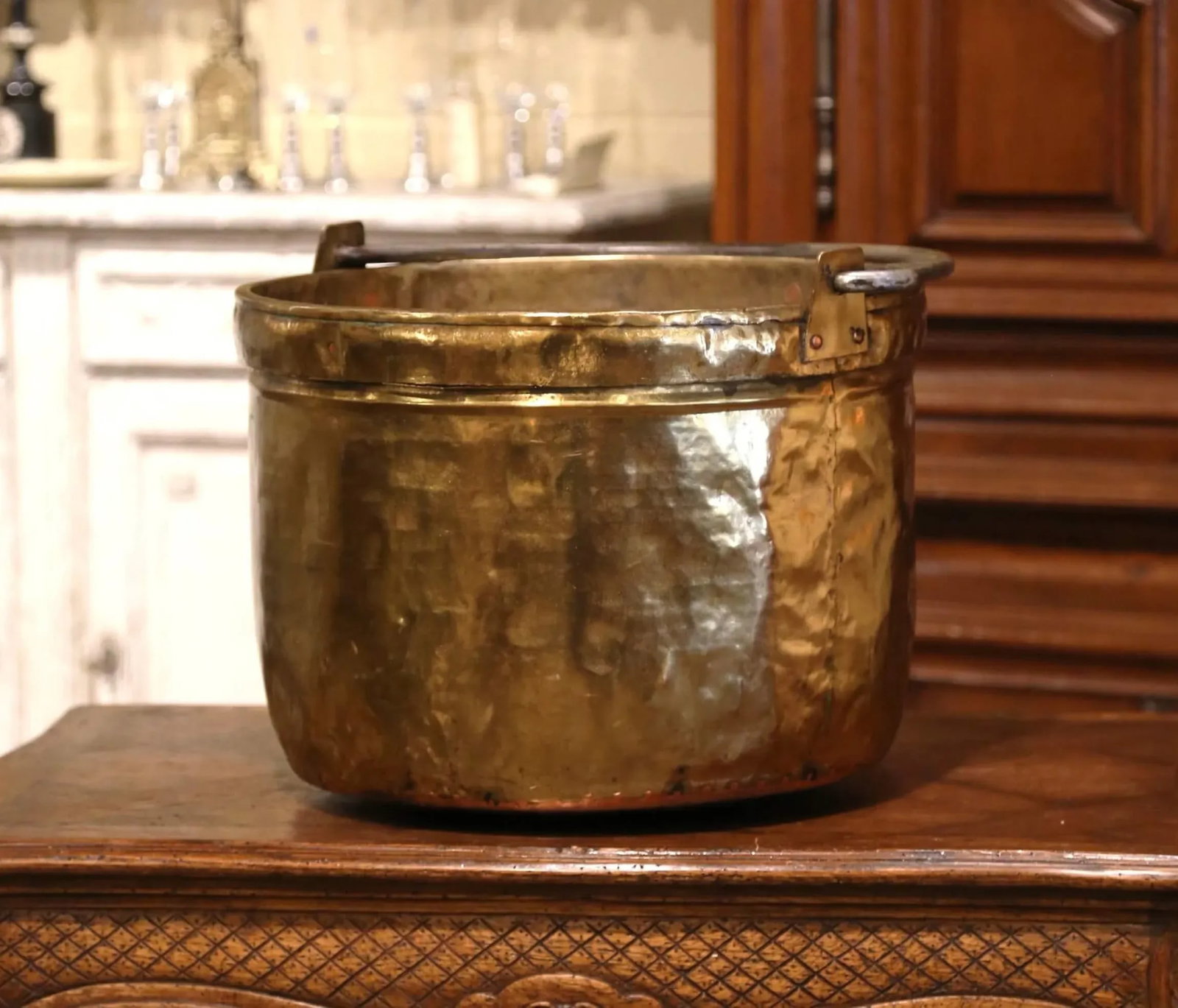 Mid-19th Century French Brass and Wrought Iron Kindling Cache Pot Planter - 2