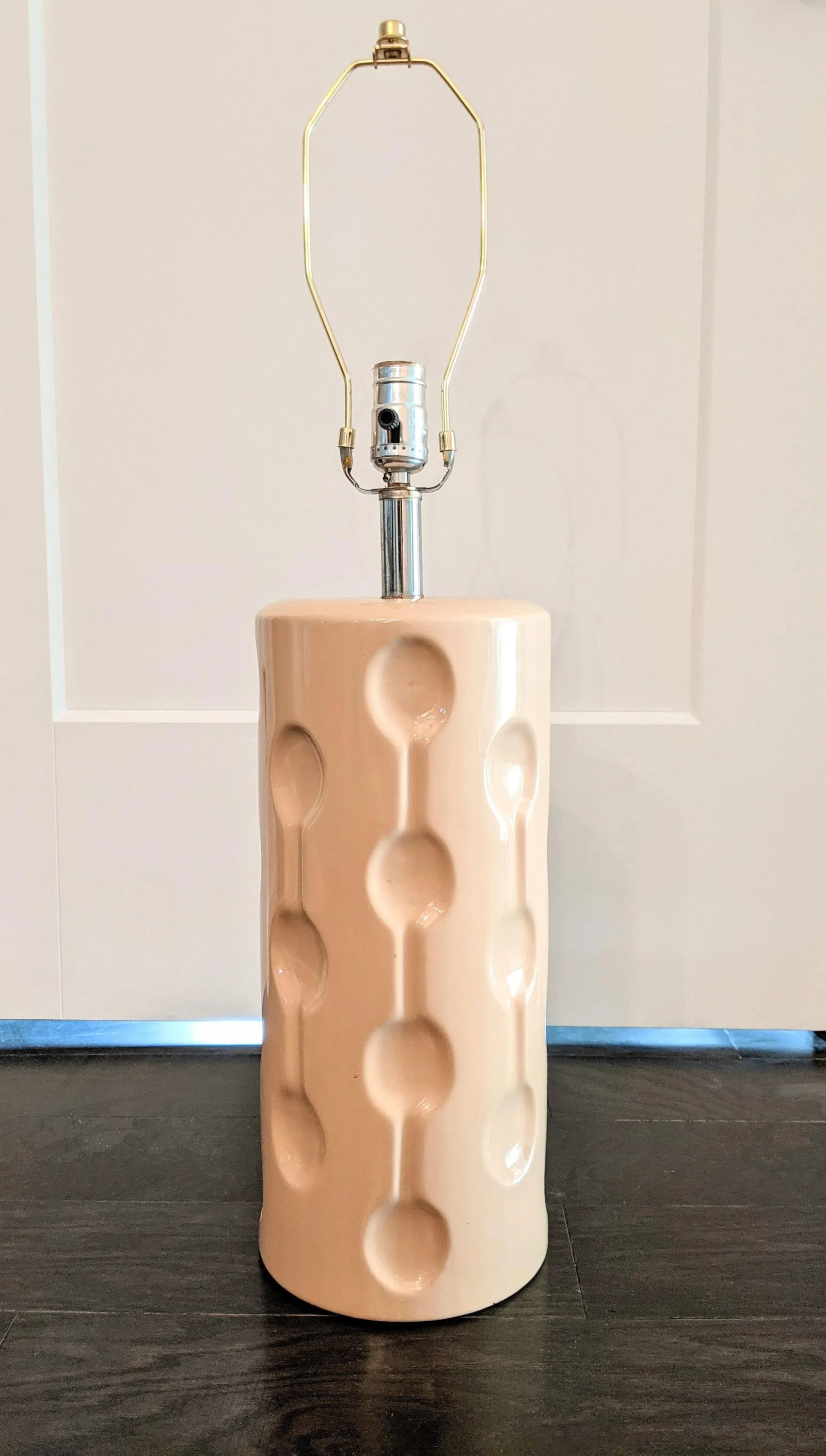 Vintage 1980s Peach Glazed Ceramic Table Lamp - 2