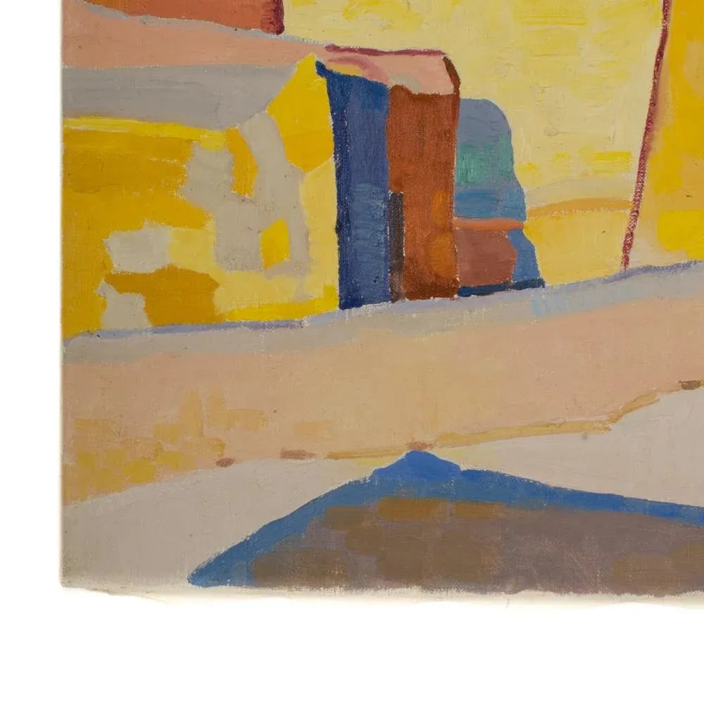Mid 20th Century "Yellow Town" Abstract Architectural Scene Oil Painting by Ernest Yarrow-Jones - 3