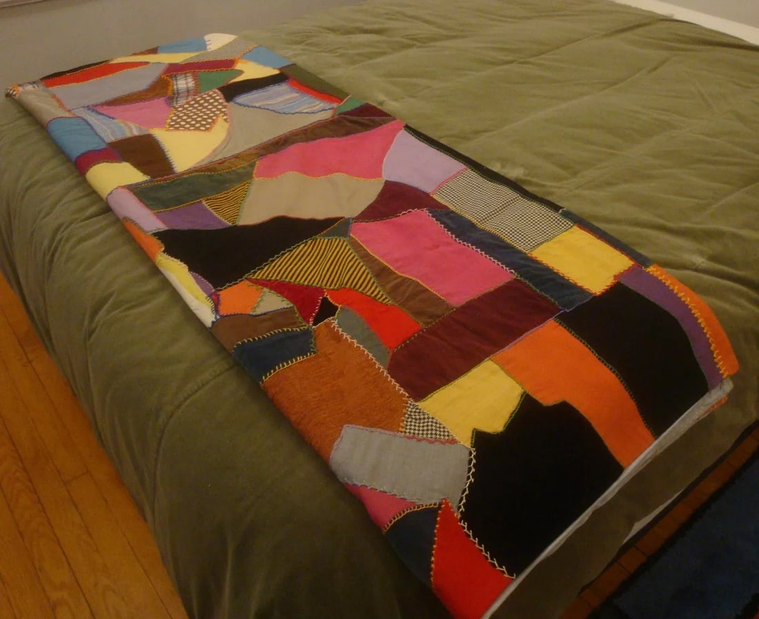 Embroidered Crazy Quilt Textile Blanket Folk Art - 2