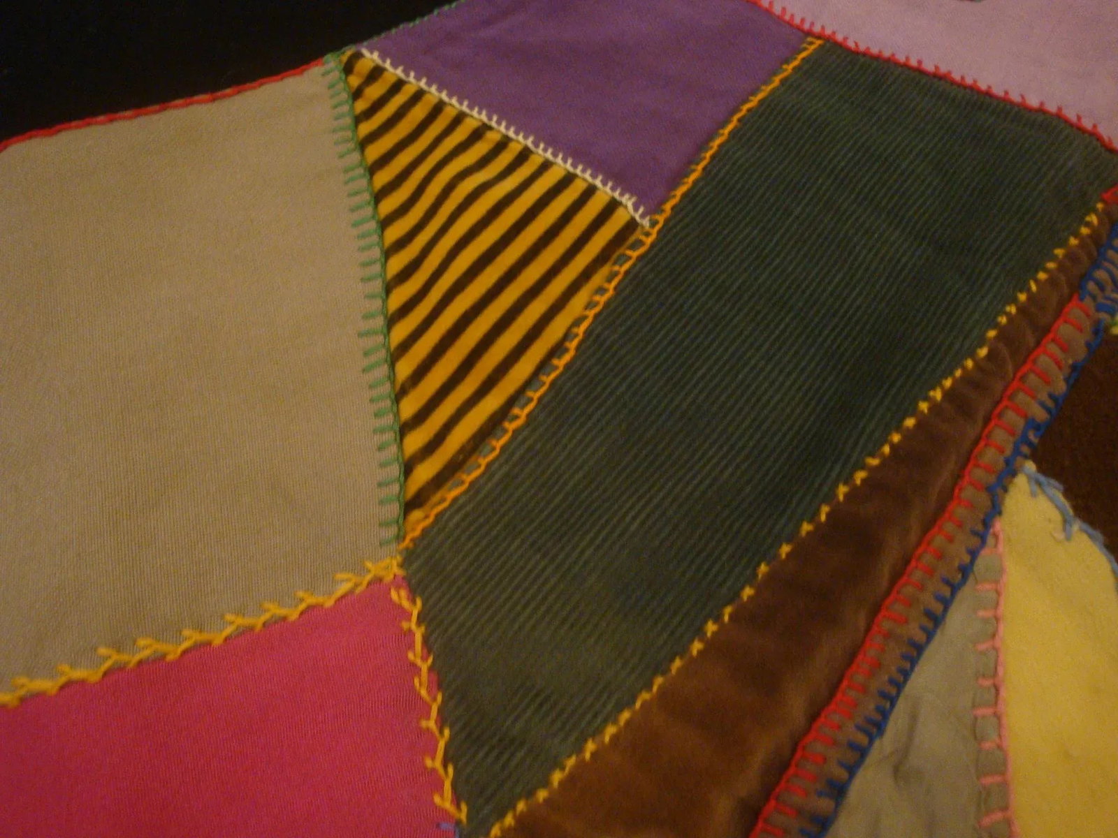 Embroidered Crazy Quilt Textile Blanket Folk Art - 5
