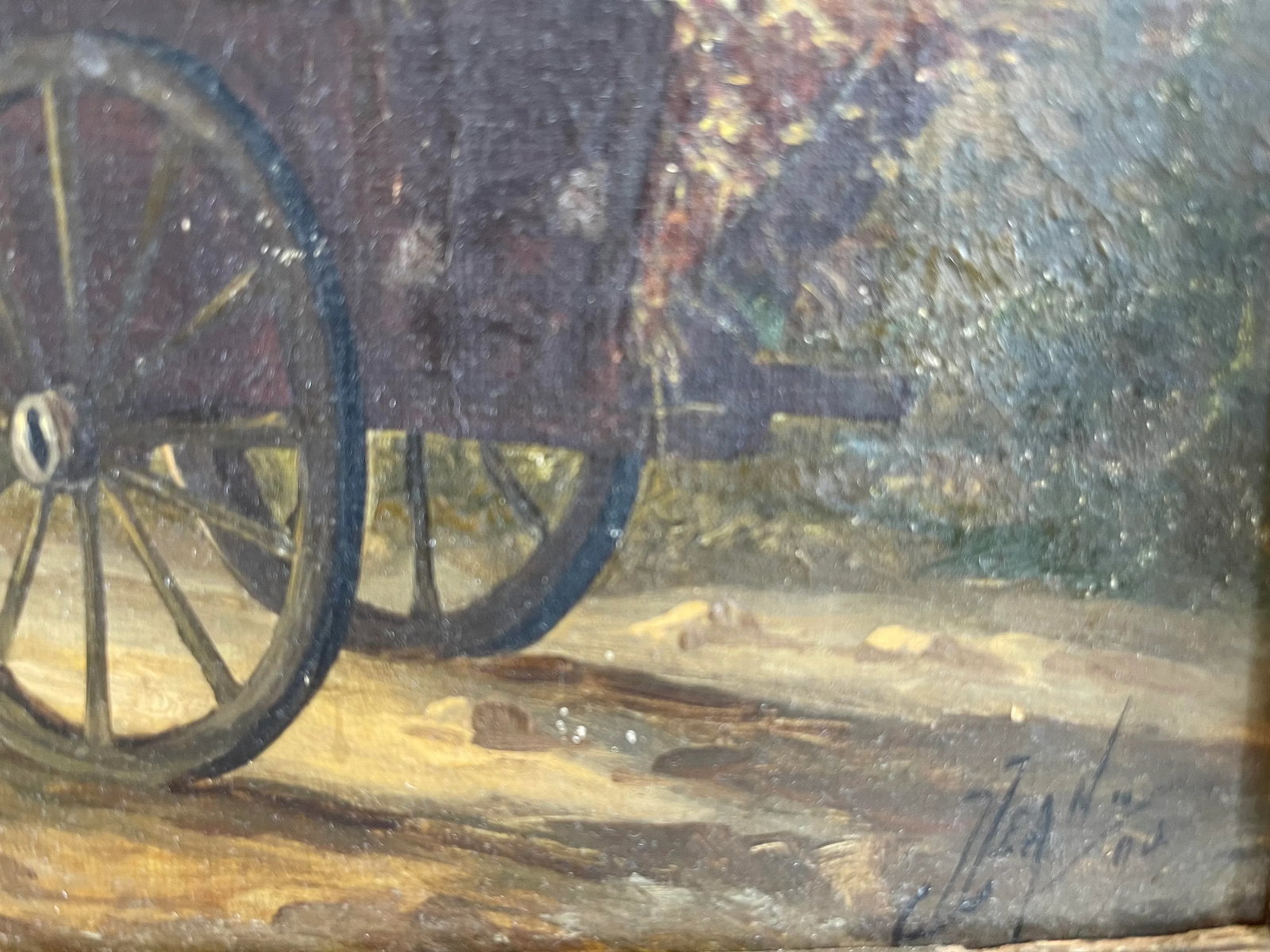 19th Century French Country Landscape Oil Painting, Framed - 9