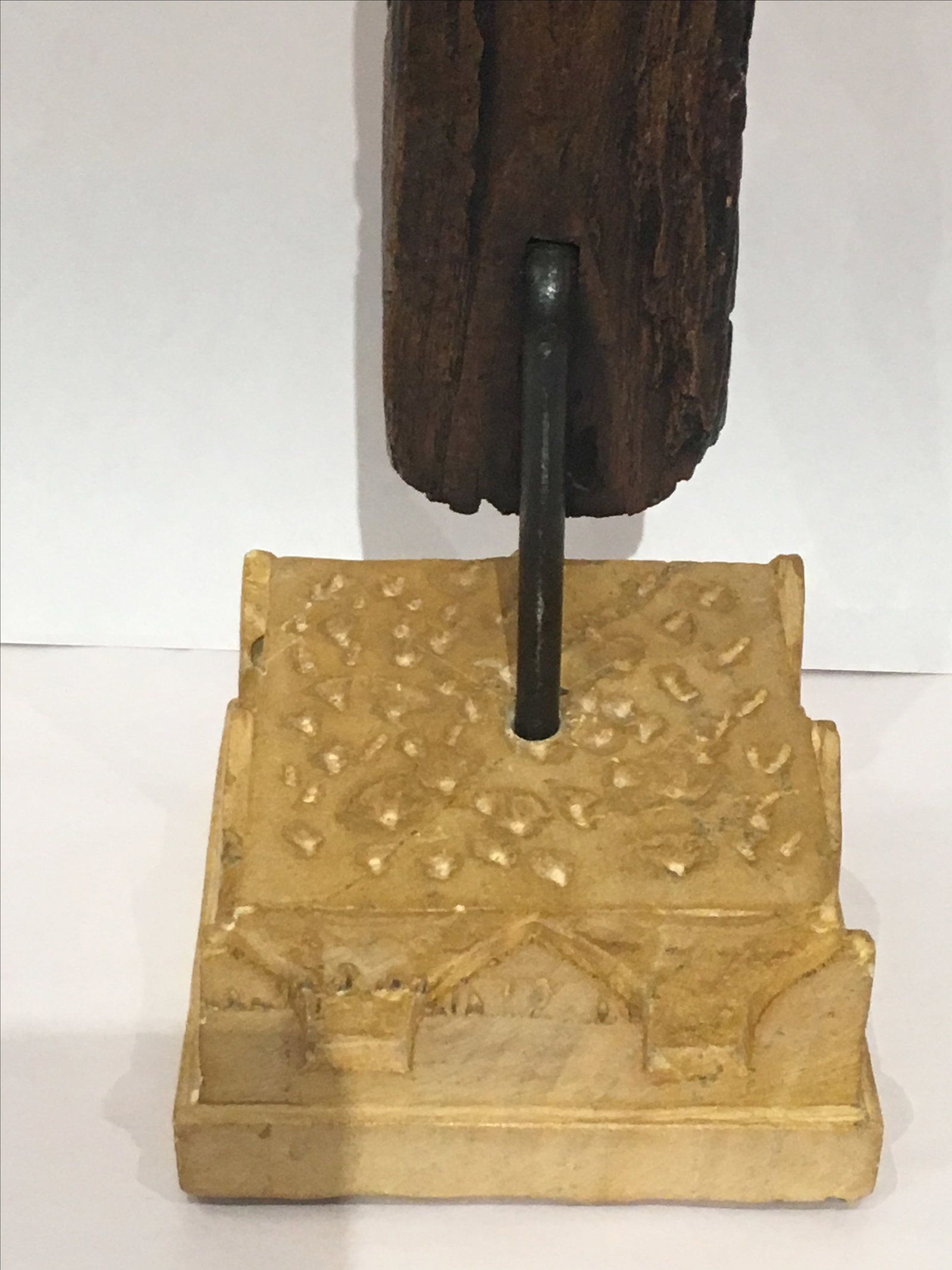 Hand Carved Wood & Stone Horse Sculpture - 6