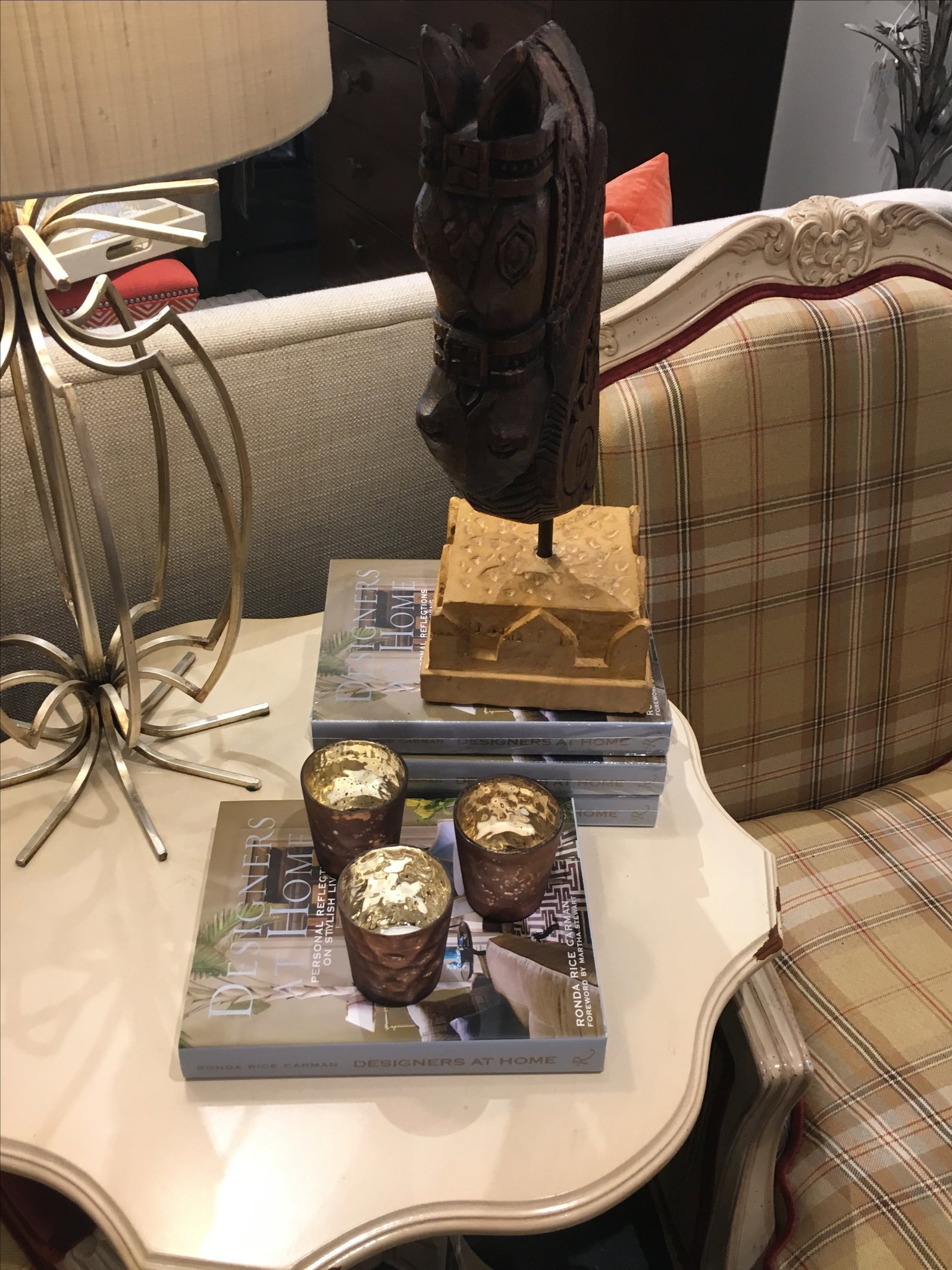 Hand Carved Wood & Stone Horse Sculpture - 8