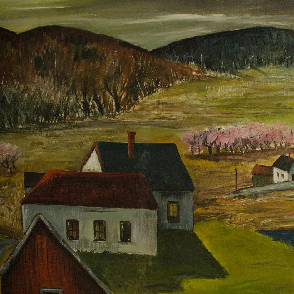 Charles Harsanyi (American 1905-1973) "Peach Orchard in the Valley" Oil Painting - 10