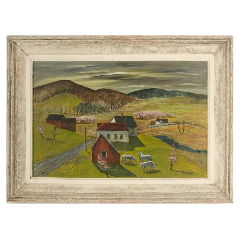 Charles Harsanyi (American 1905-1973) "Peach Orchard in the Valley" Oil Painting - 13