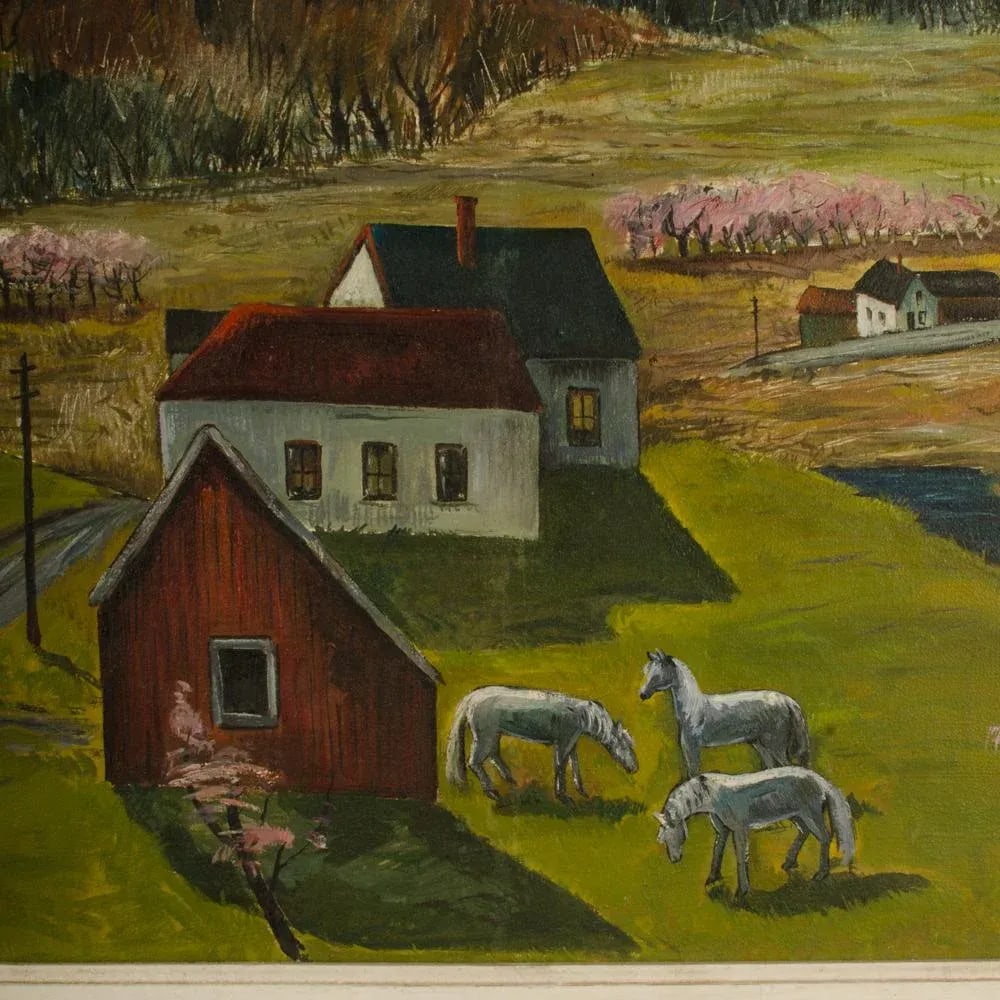 Charles Harsanyi (American 1905-1973) "Peach Orchard in the Valley" Oil Painting - 8