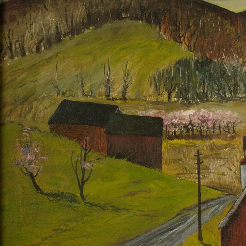 Charles Harsanyi (American 1905-1973) "Peach Orchard in the Valley" Oil Painting - 9