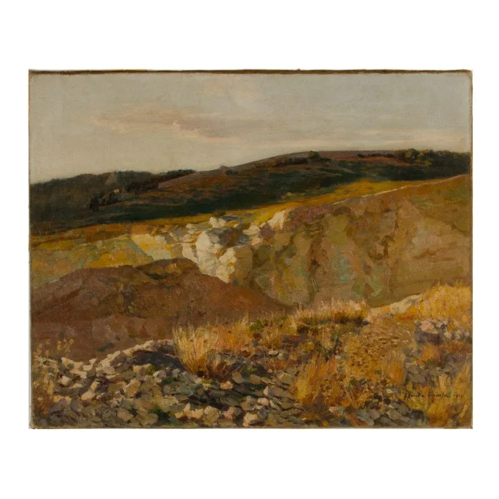 Claude Firmin (French, 1864 - 1944)"Abandoned Hill" Oil on Canvas of Villeneuve-Les-Avignon. - 13