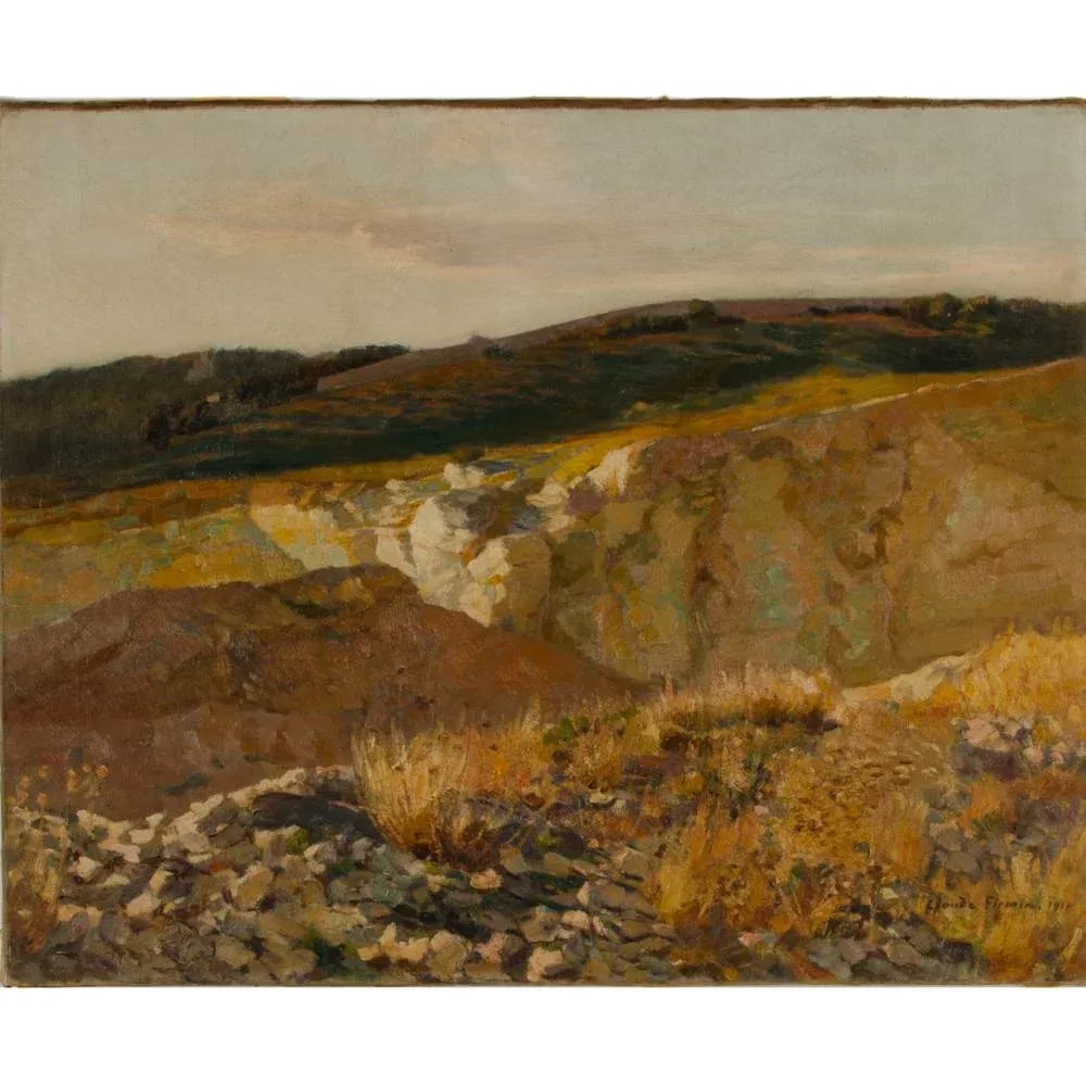 Claude Firmin (French, 1864 - 1944)"Abandoned Hill" Oil on Canvas of Villeneuve-Les-Avignon. - 5