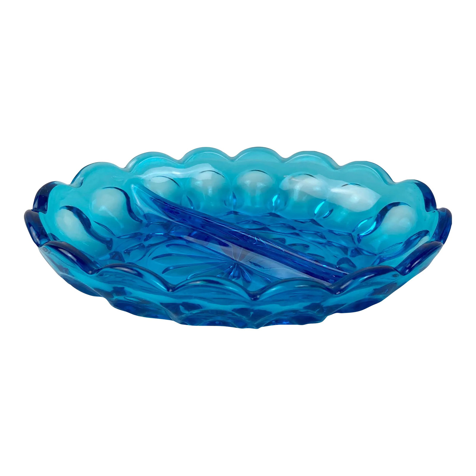 Vintage Turquoise Blue Indiana Glass Oval Divided Dish (1 of 10)