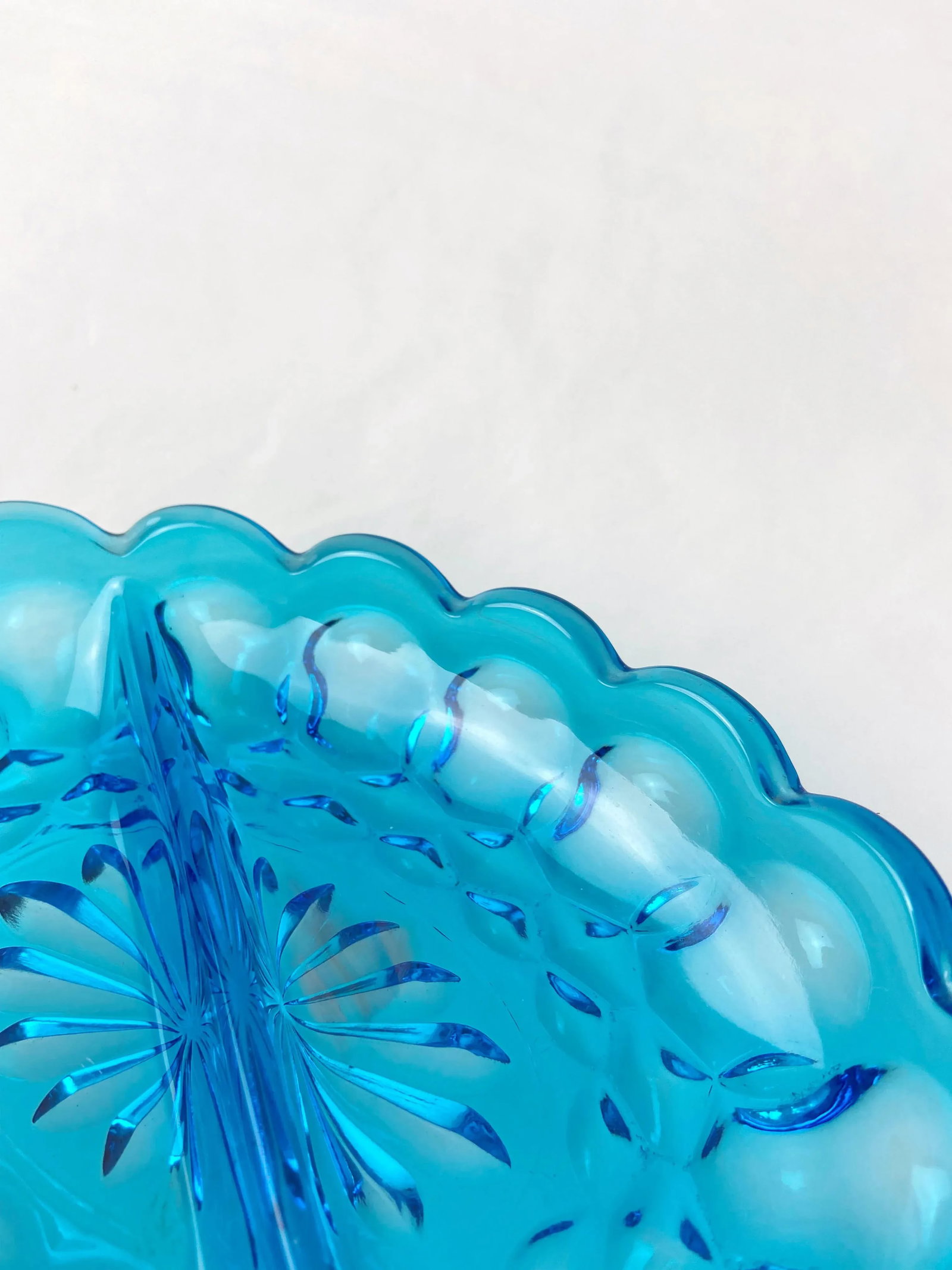 Vintage Turquoise Blue Indiana Glass Oval Divided Dish - 3