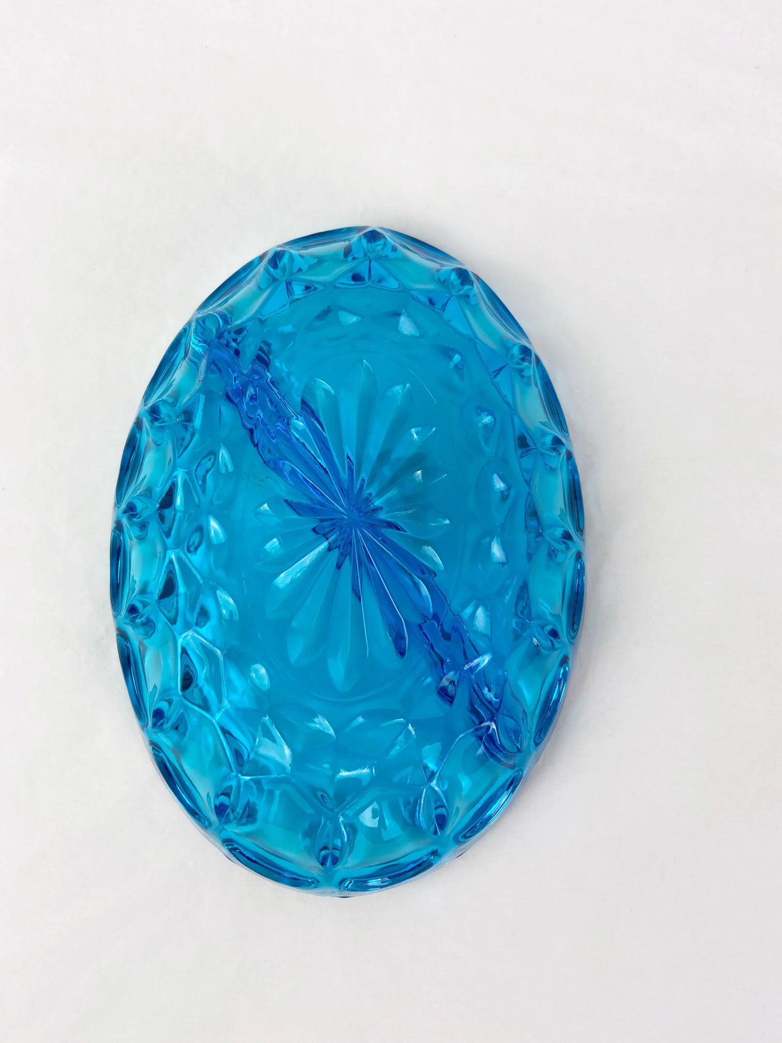Vintage Turquoise Blue Indiana Glass Oval Divided Dish - 4