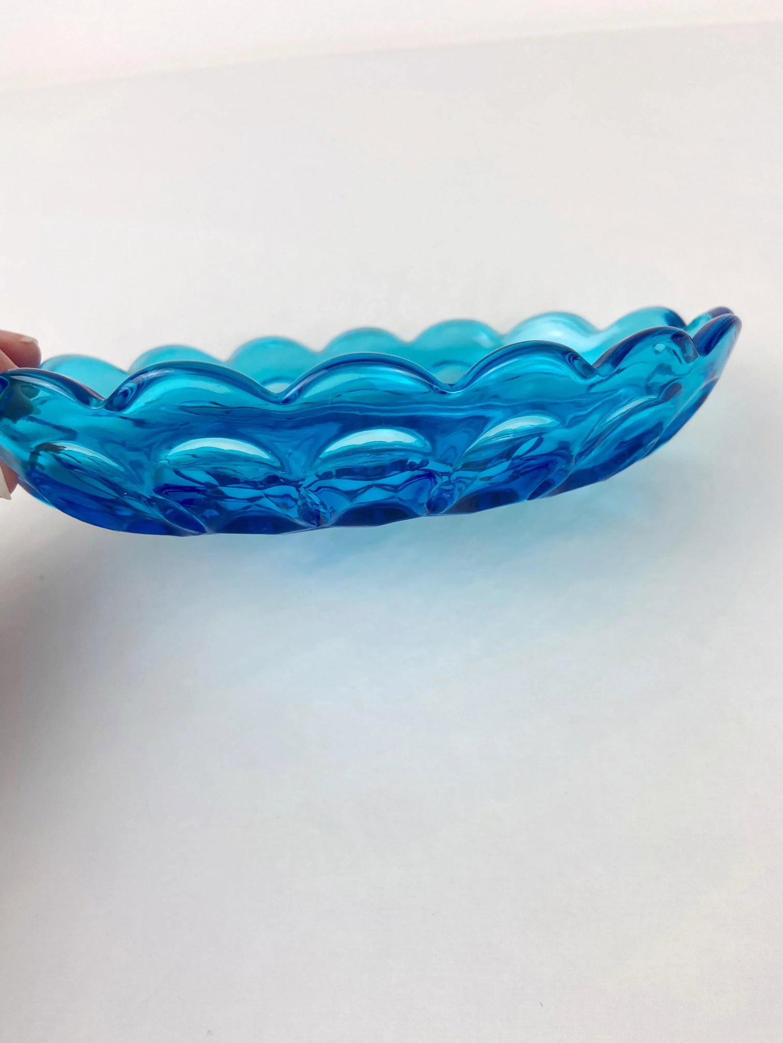 Vintage Turquoise Blue Indiana Glass Oval Divided Dish - 6
