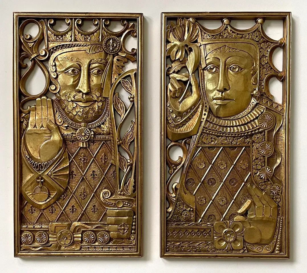 Vintage Syroco King & Queen Wall Plaques - Set of 2 - 7