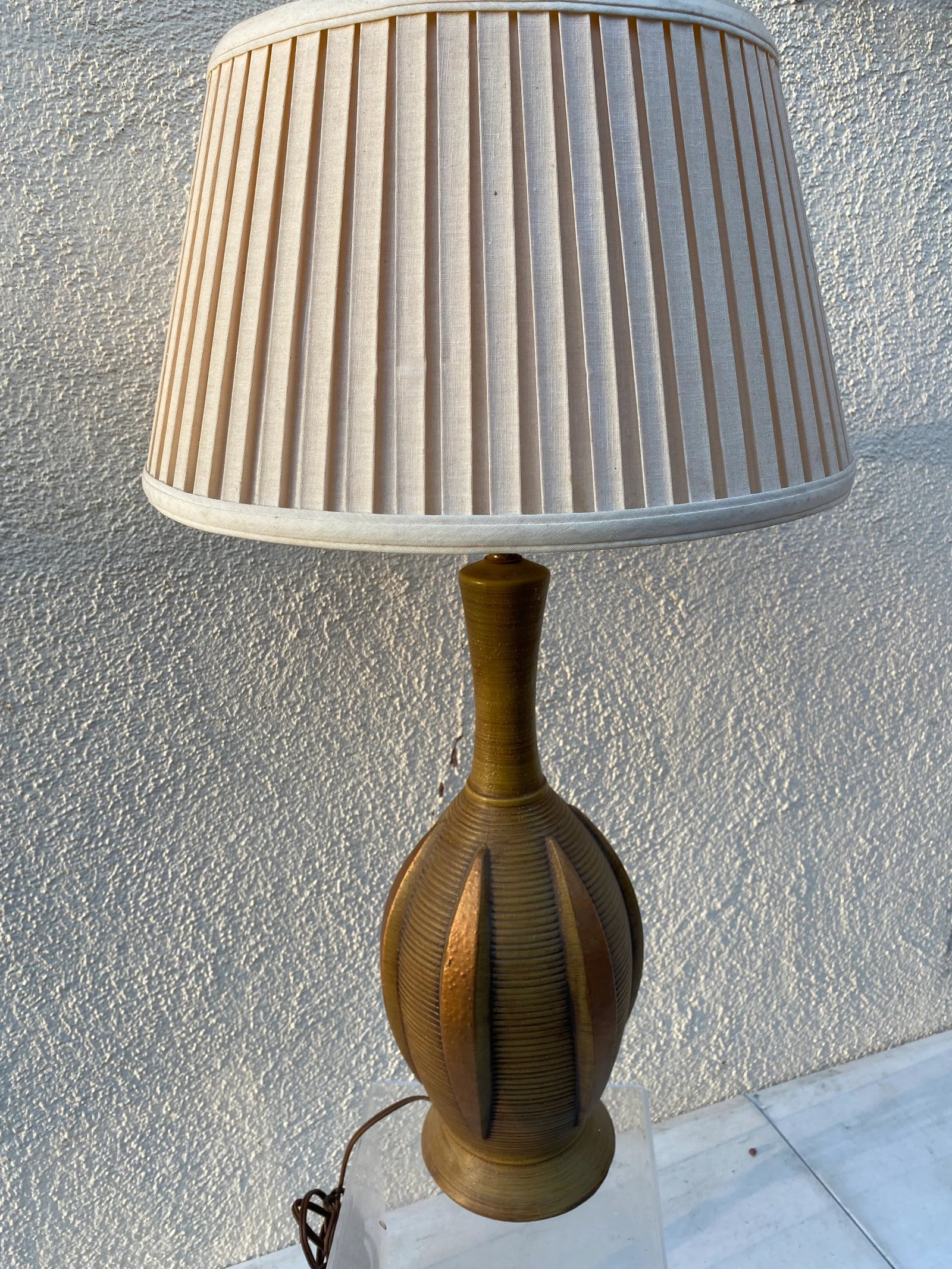 Mid-Century Modern Textured Pottery Lamp - 11