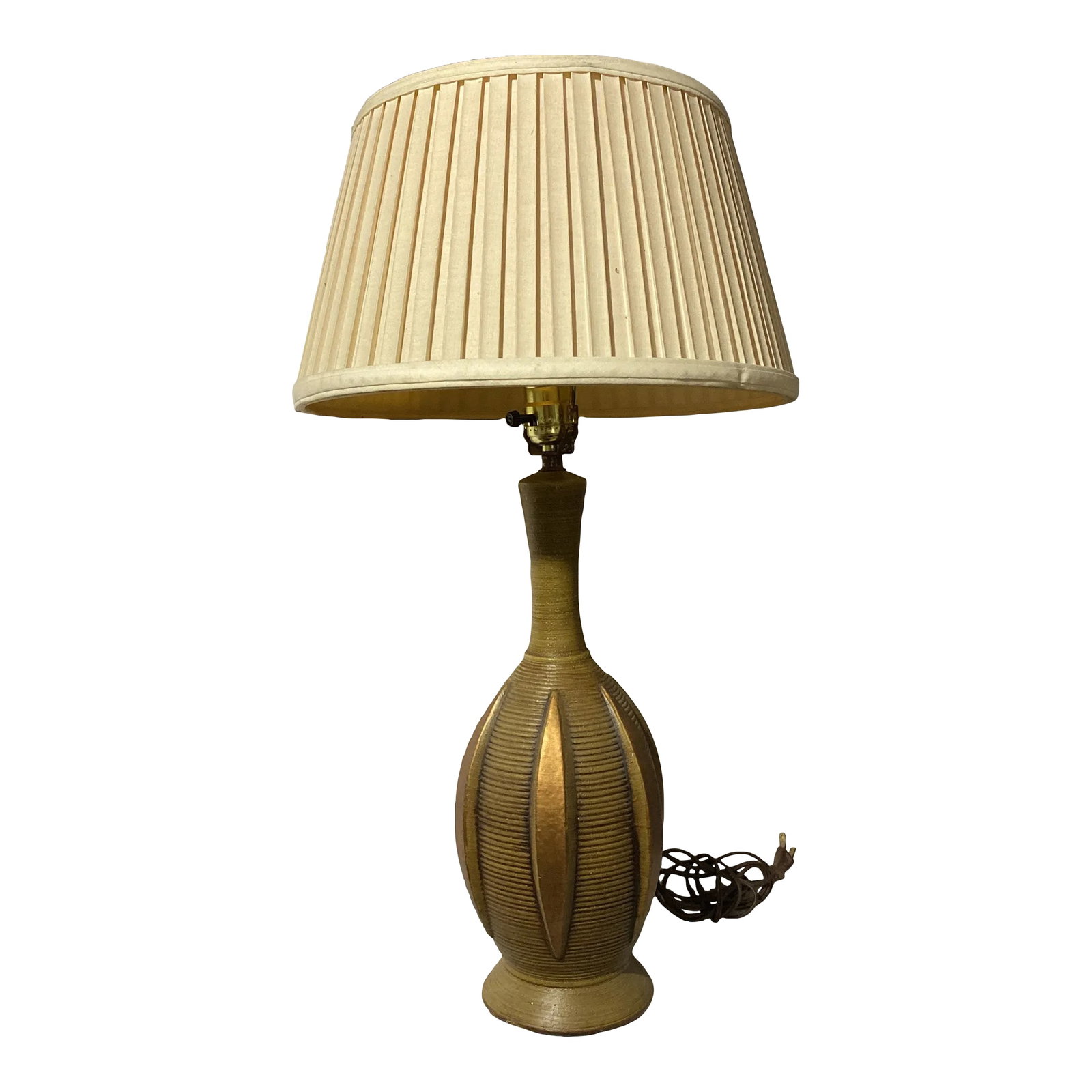 Mid-Century Modern Textured Pottery Lamp (1 of 13)