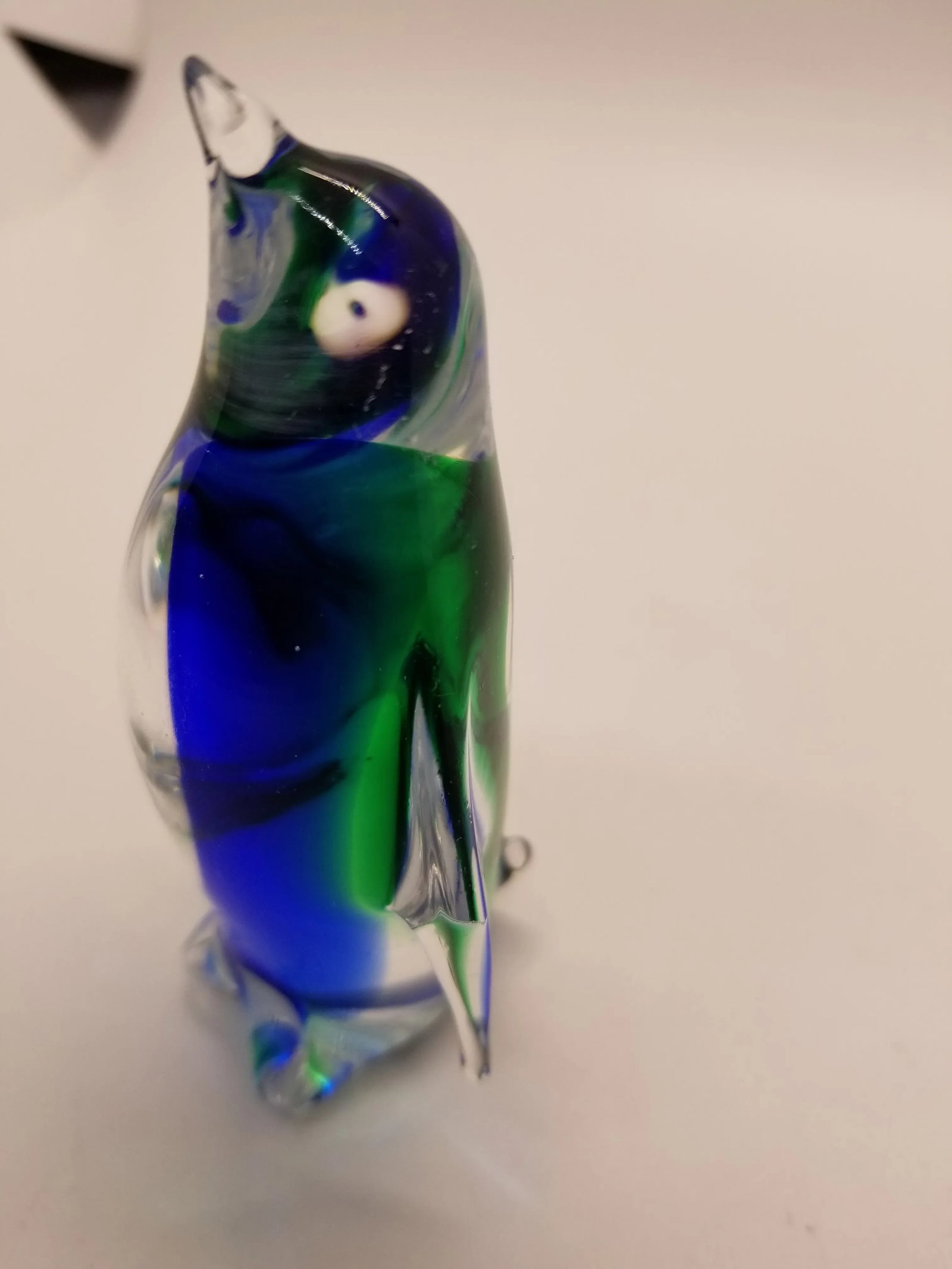 Vintage Murano-Esque Art Glass Blue & Green Penguin Figurine - 2