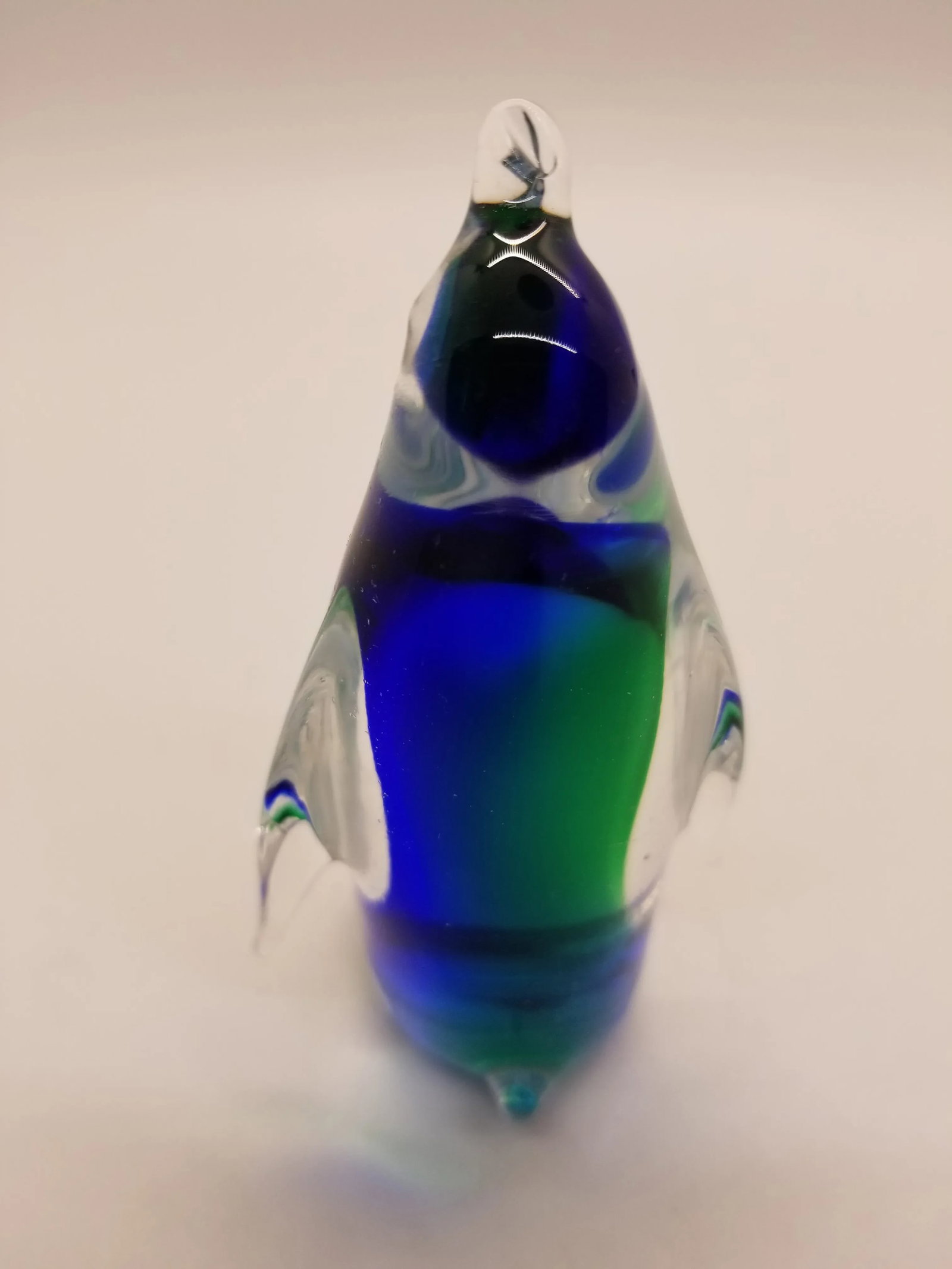 Vintage Murano-Esque Art Glass Blue & Green Penguin Figurine - 3
