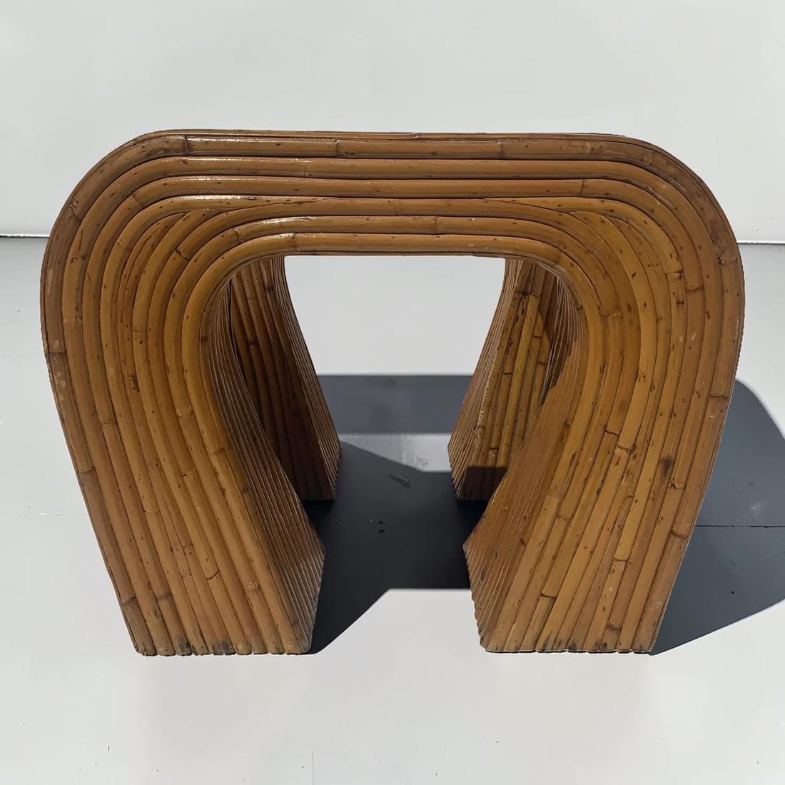 1970s Vintage Split Reed and Glass Waterfall Side Table - 5