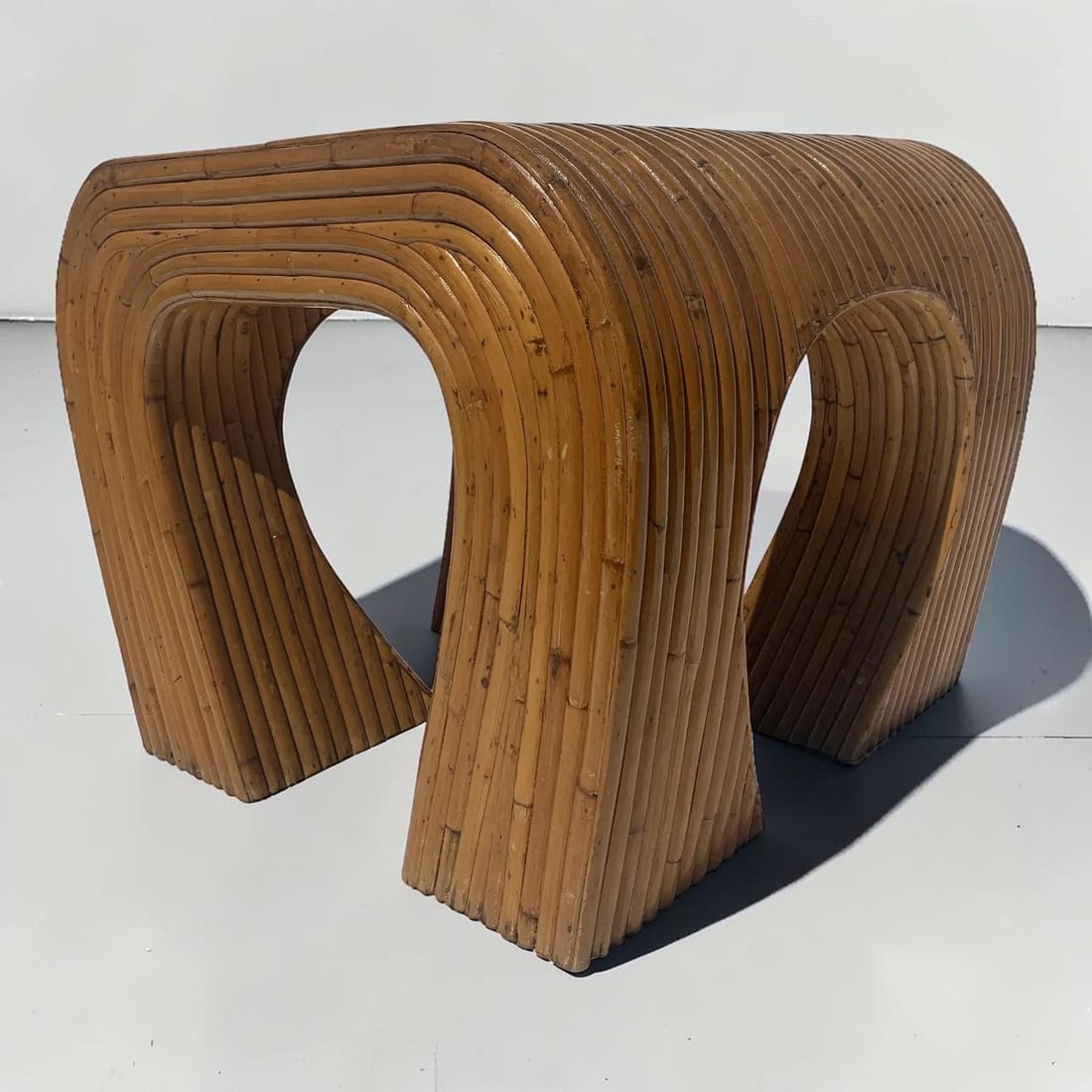 1970s Vintage Split Reed and Glass Waterfall Side Table - 6