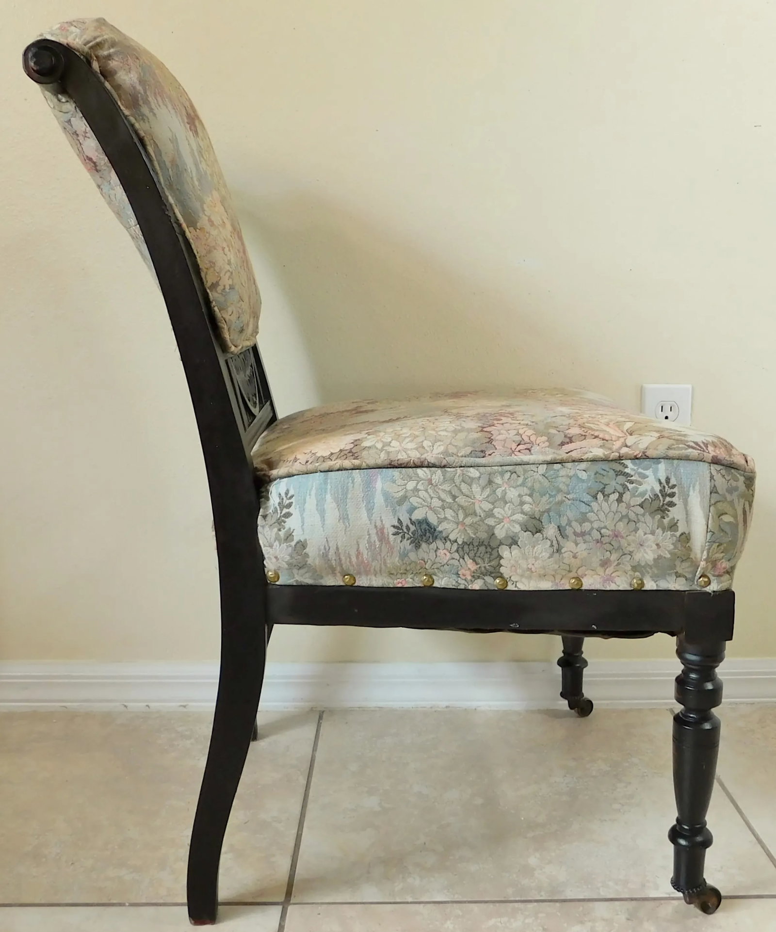 Antique 19th Century Eastlake Victorian Ebonized Parlor Chair - 8