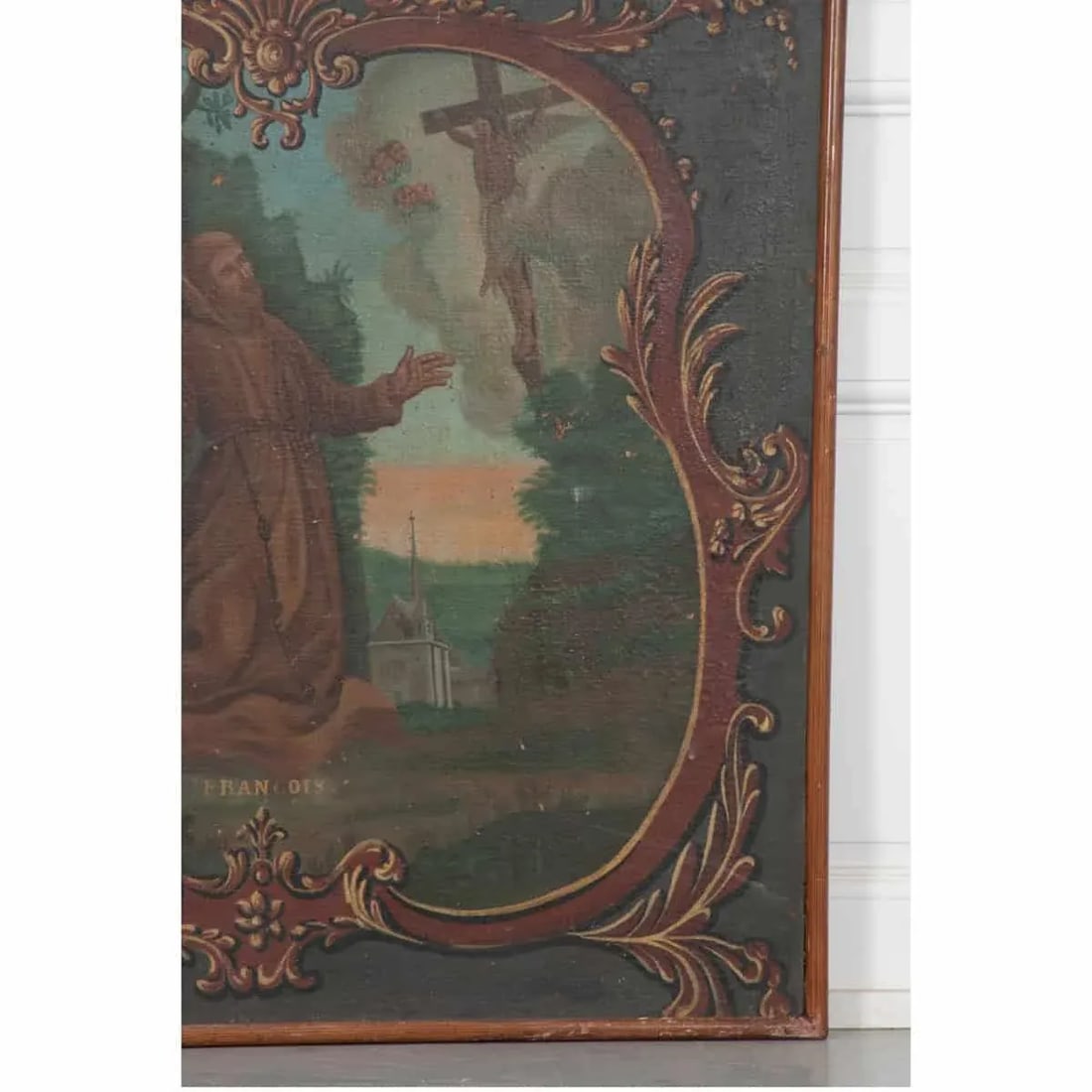 French 19th Century Framed Painting of St. Francis of Assisi - 2