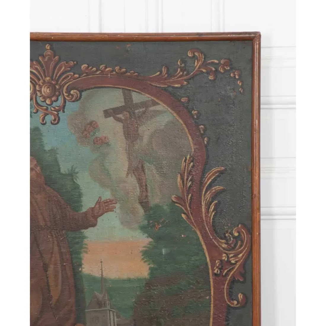 French 19th Century Framed Painting of St. Francis of Assisi - 3