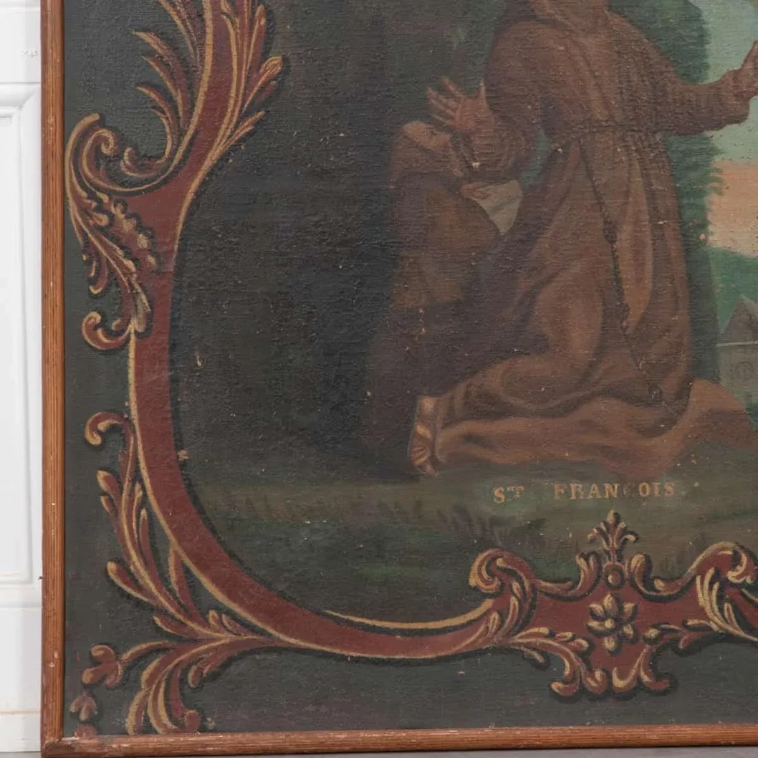 French 19th Century Framed Painting of St. Francis of Assisi - 5