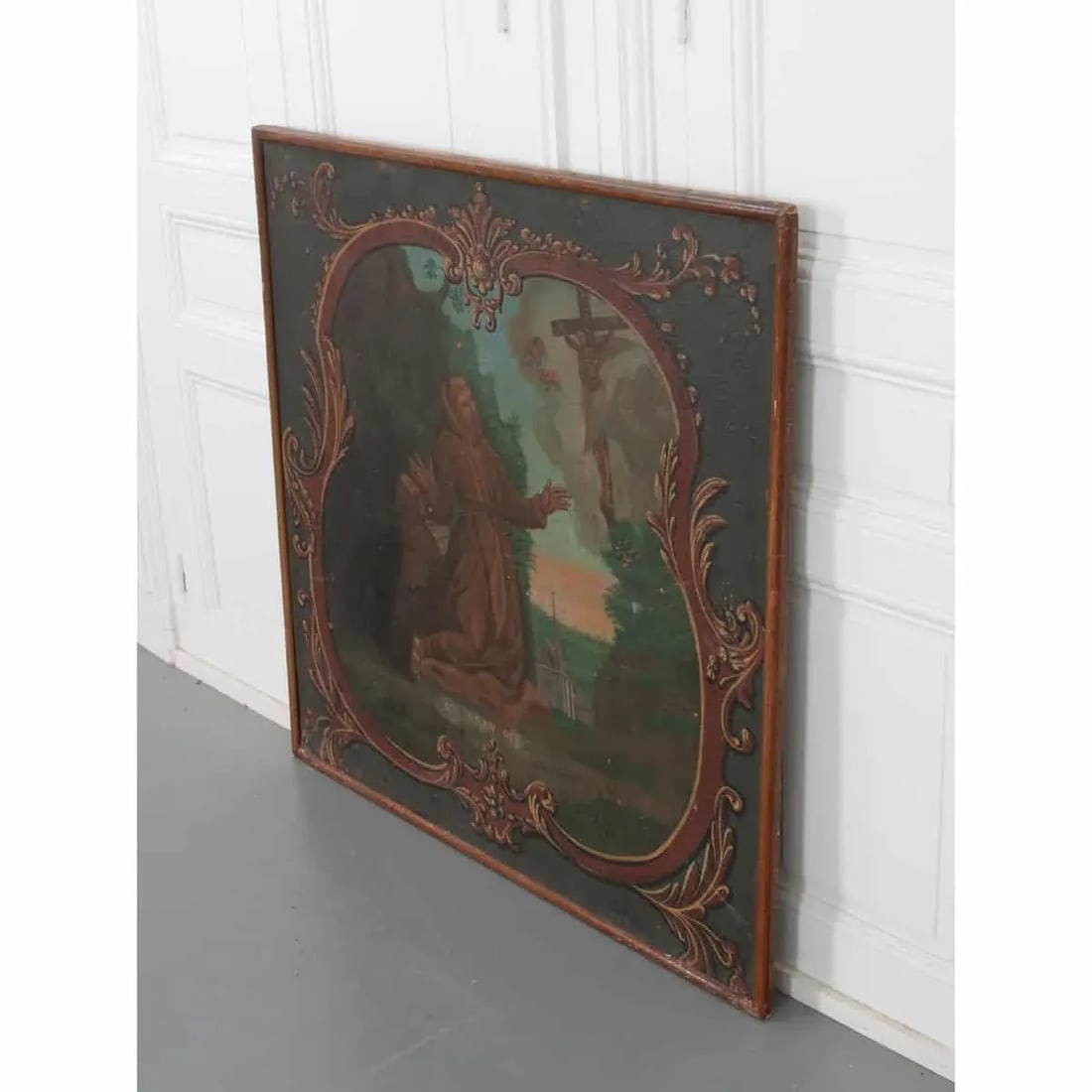 French 19th Century Framed Painting of St. Francis of Assisi - 6